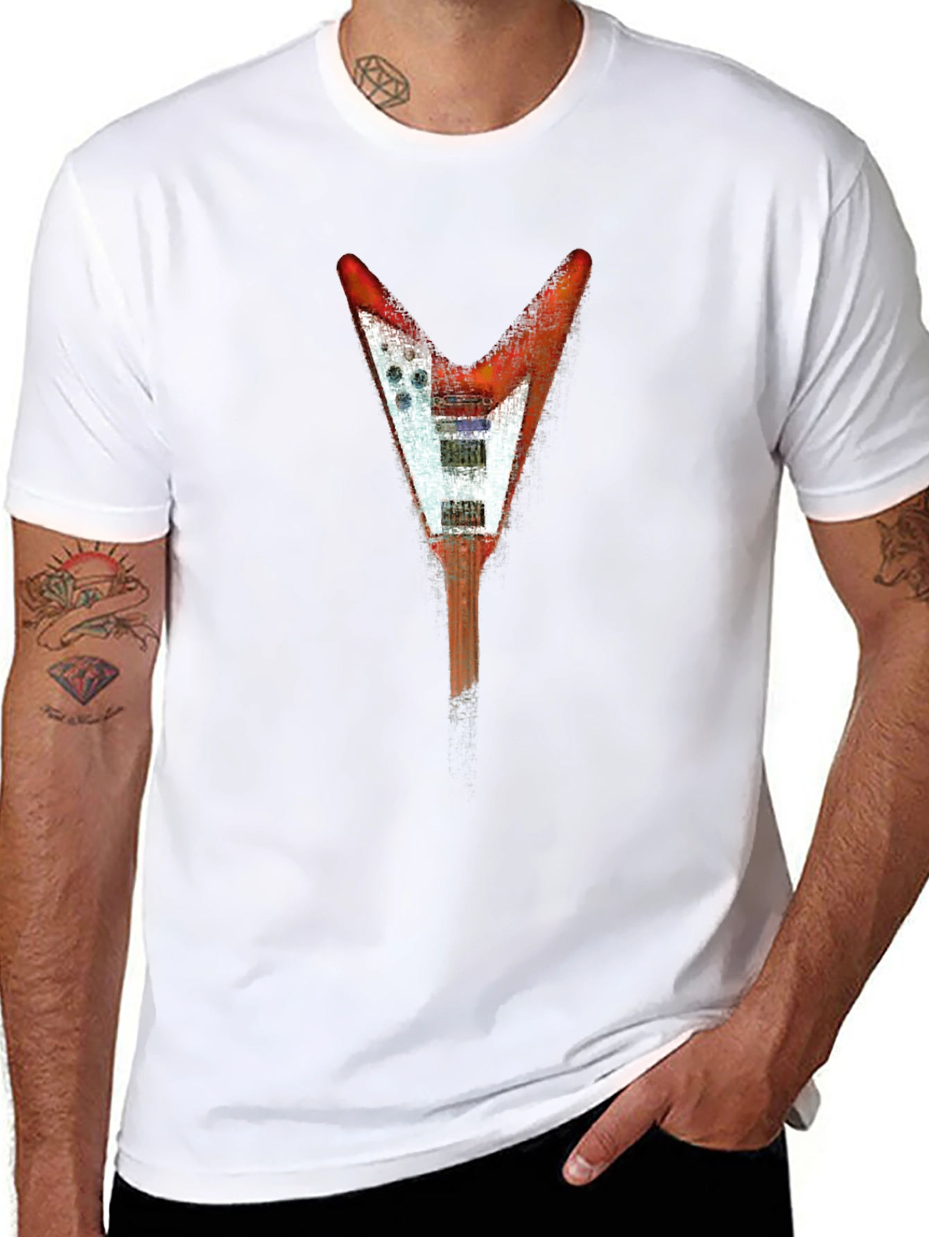 Flying V Guitar Graphic Tee - Rock Style