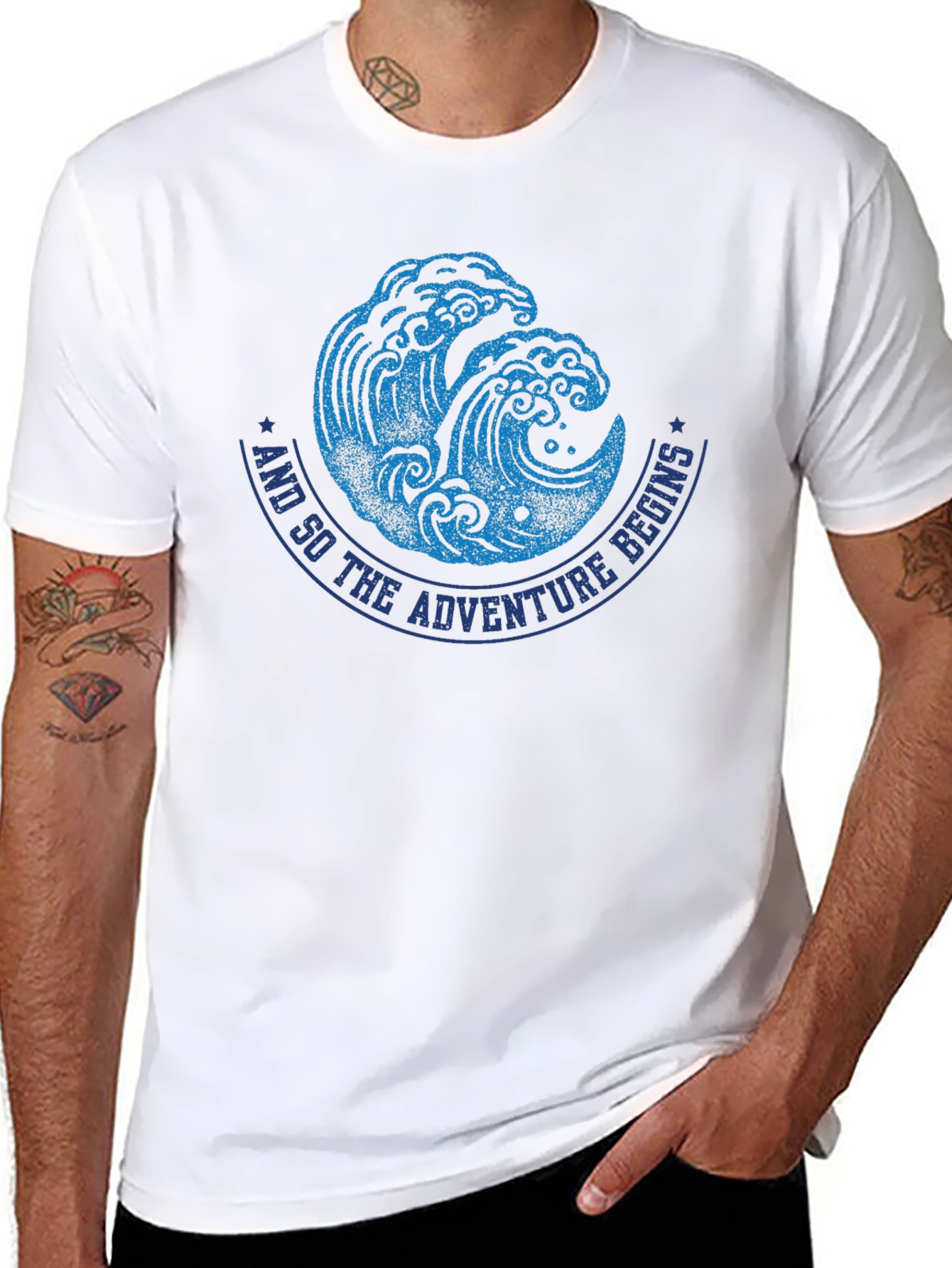 Adventure Begins Wave Graphic Tee - Black