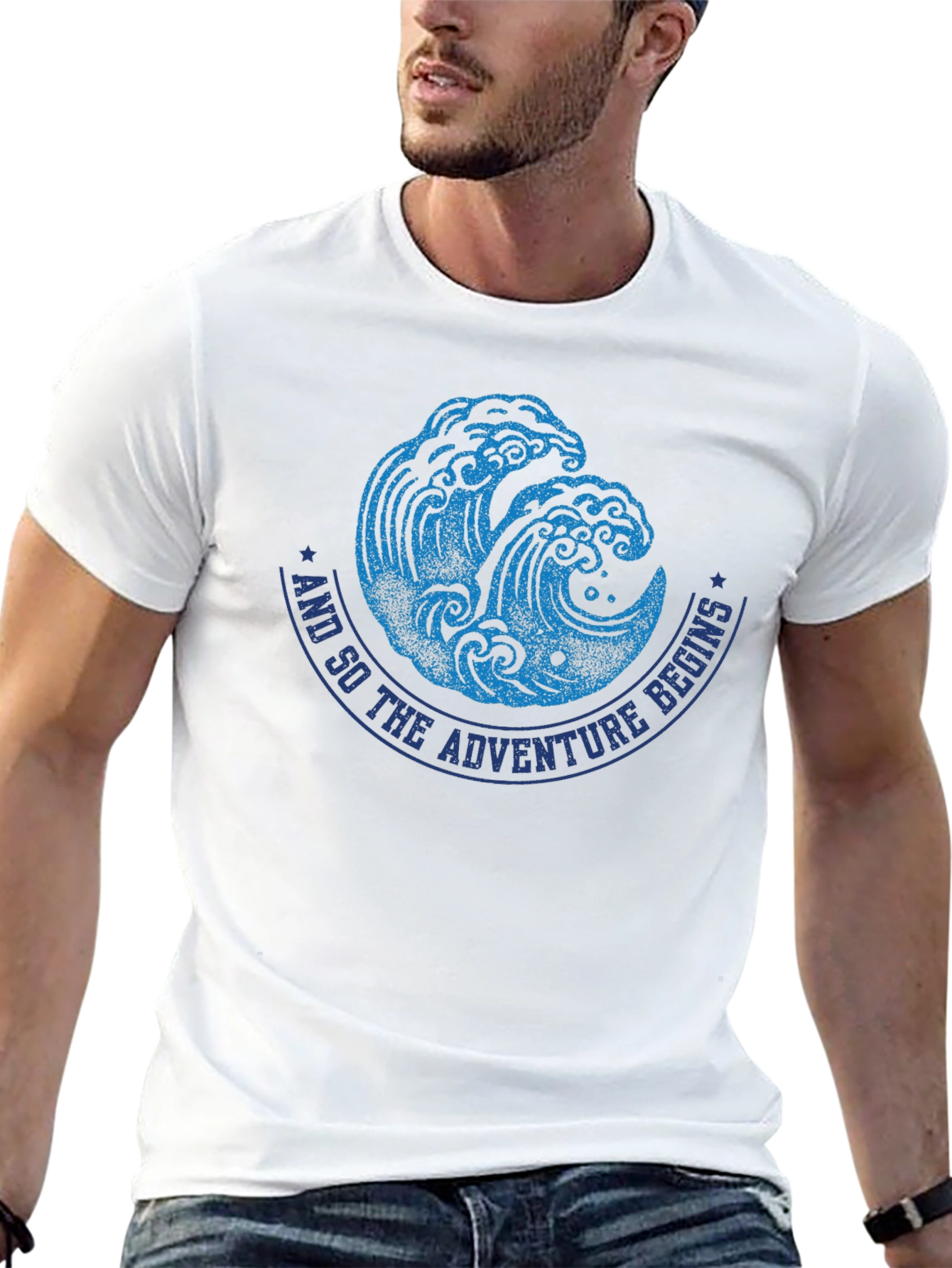 Adventure Begins Wave Graphic Tee - Black