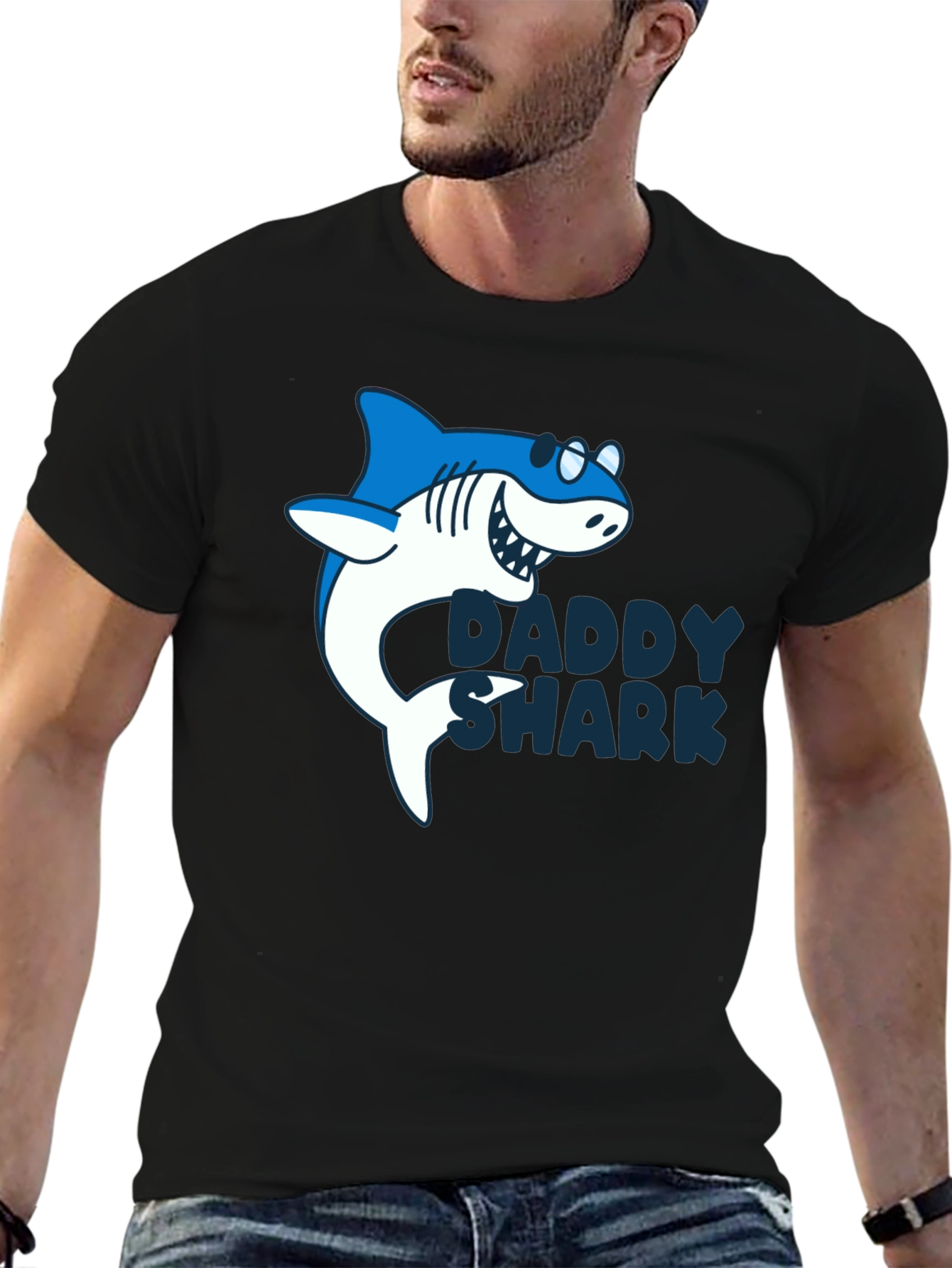 Daddy Shark Graphic Tee - Mens Black T-Shirt