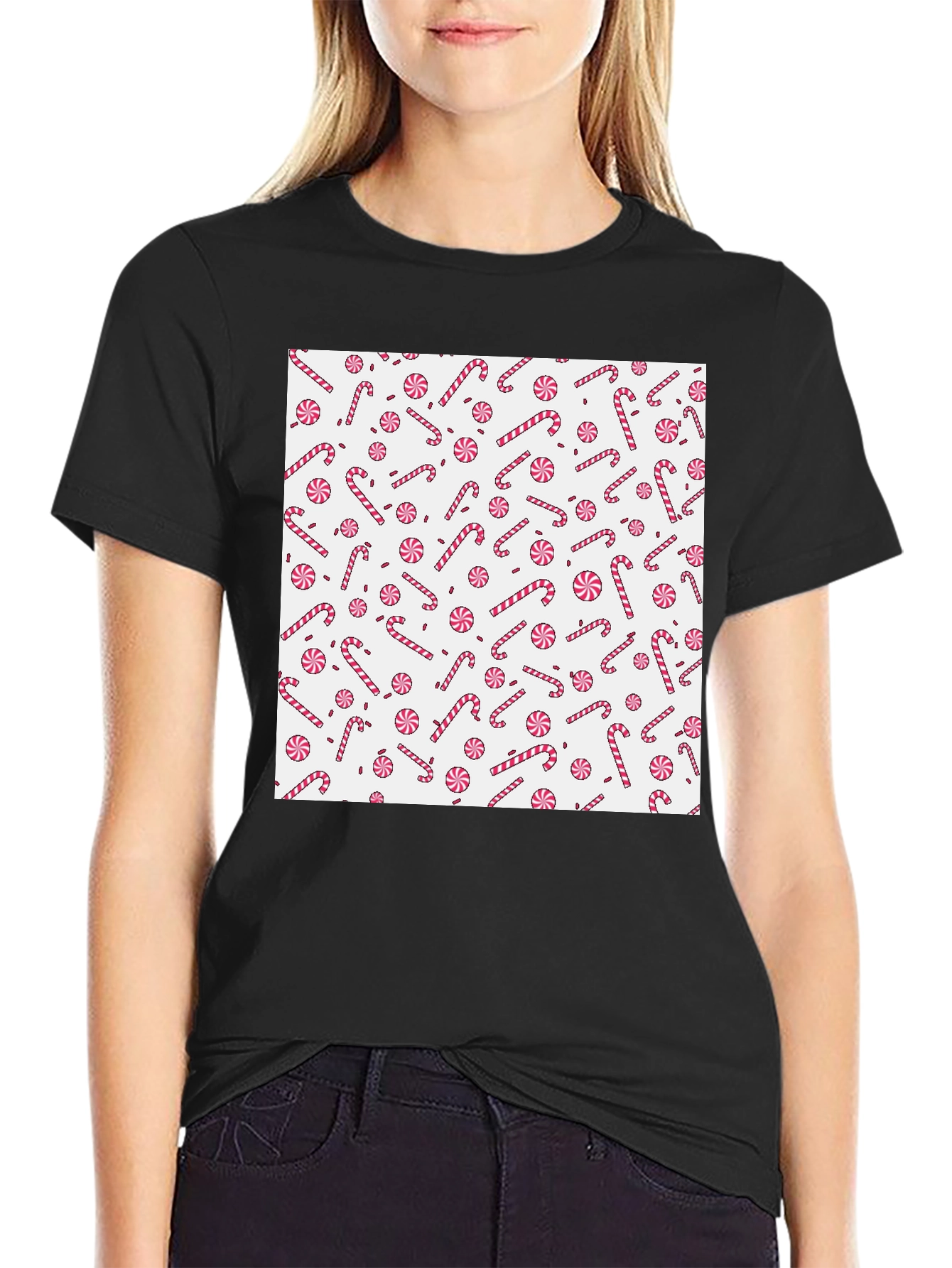 Festive Candy Cane Patterned T-Shirt