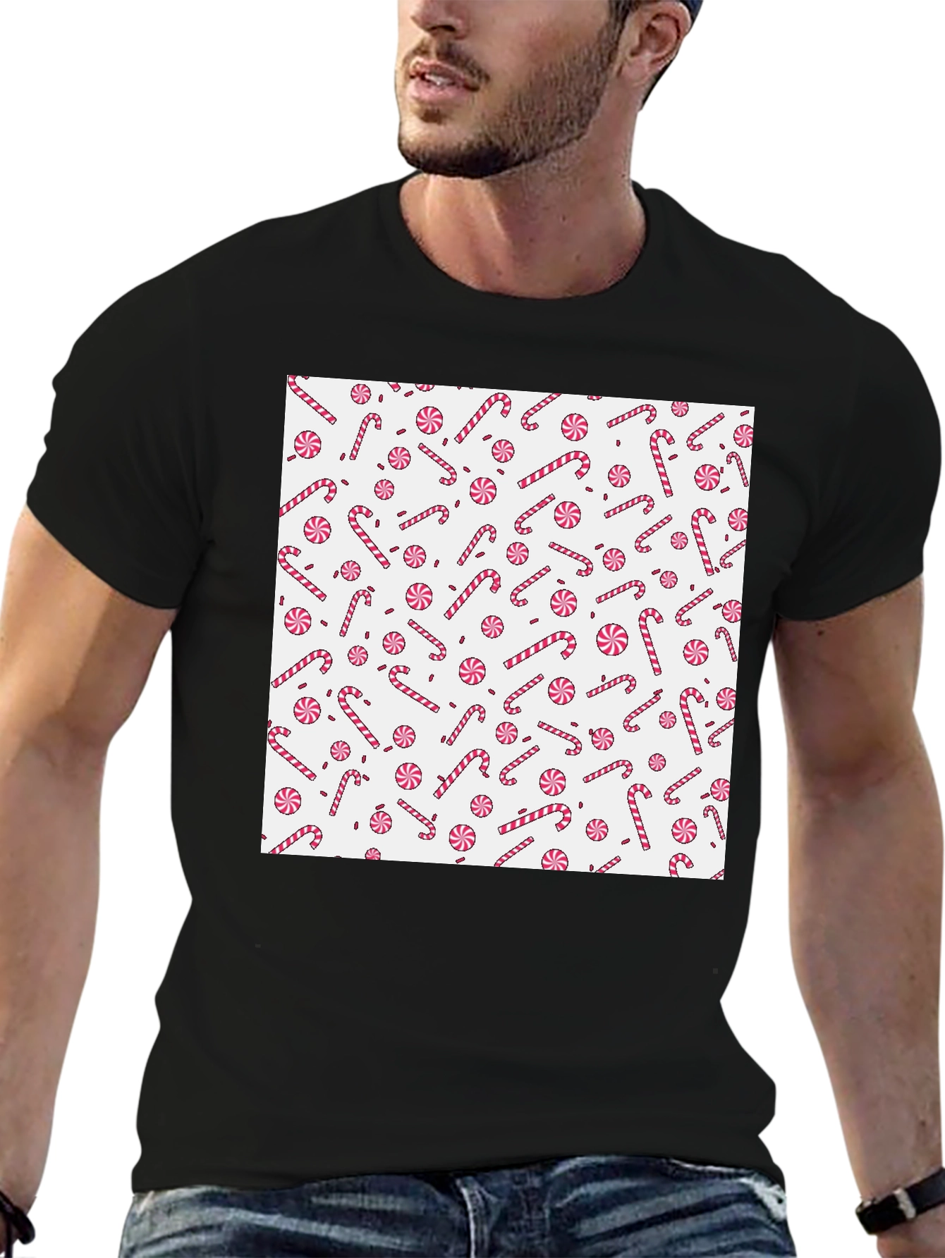 Festive Candy Cane Patterned T-Shirt
