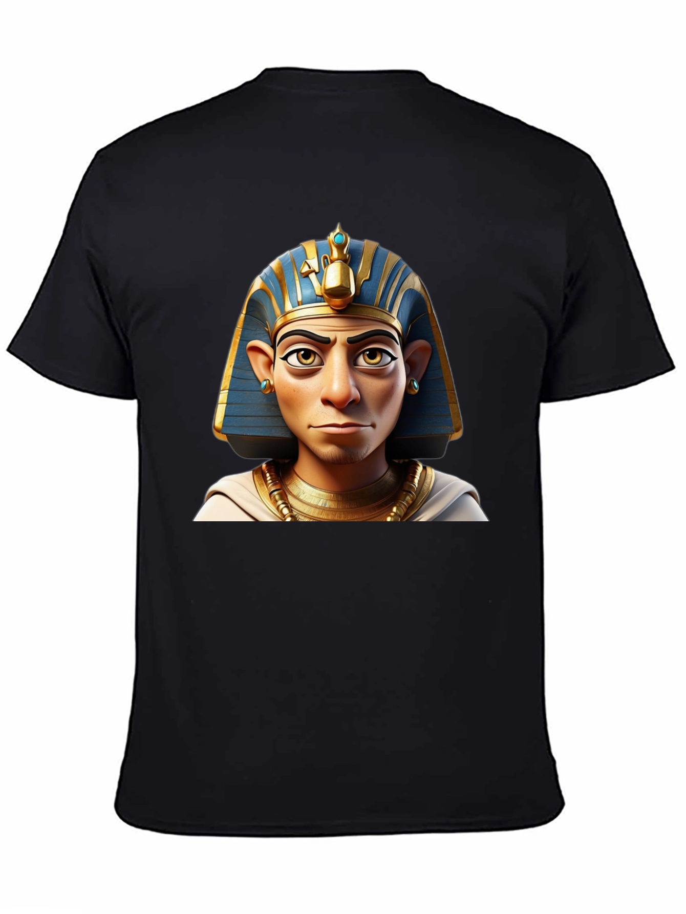 Pharaoh Cartoon Print Black T-Shirt