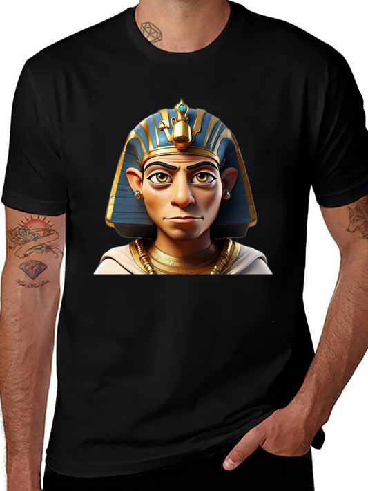 Pharaoh Cartoon Print Black T-Shirt