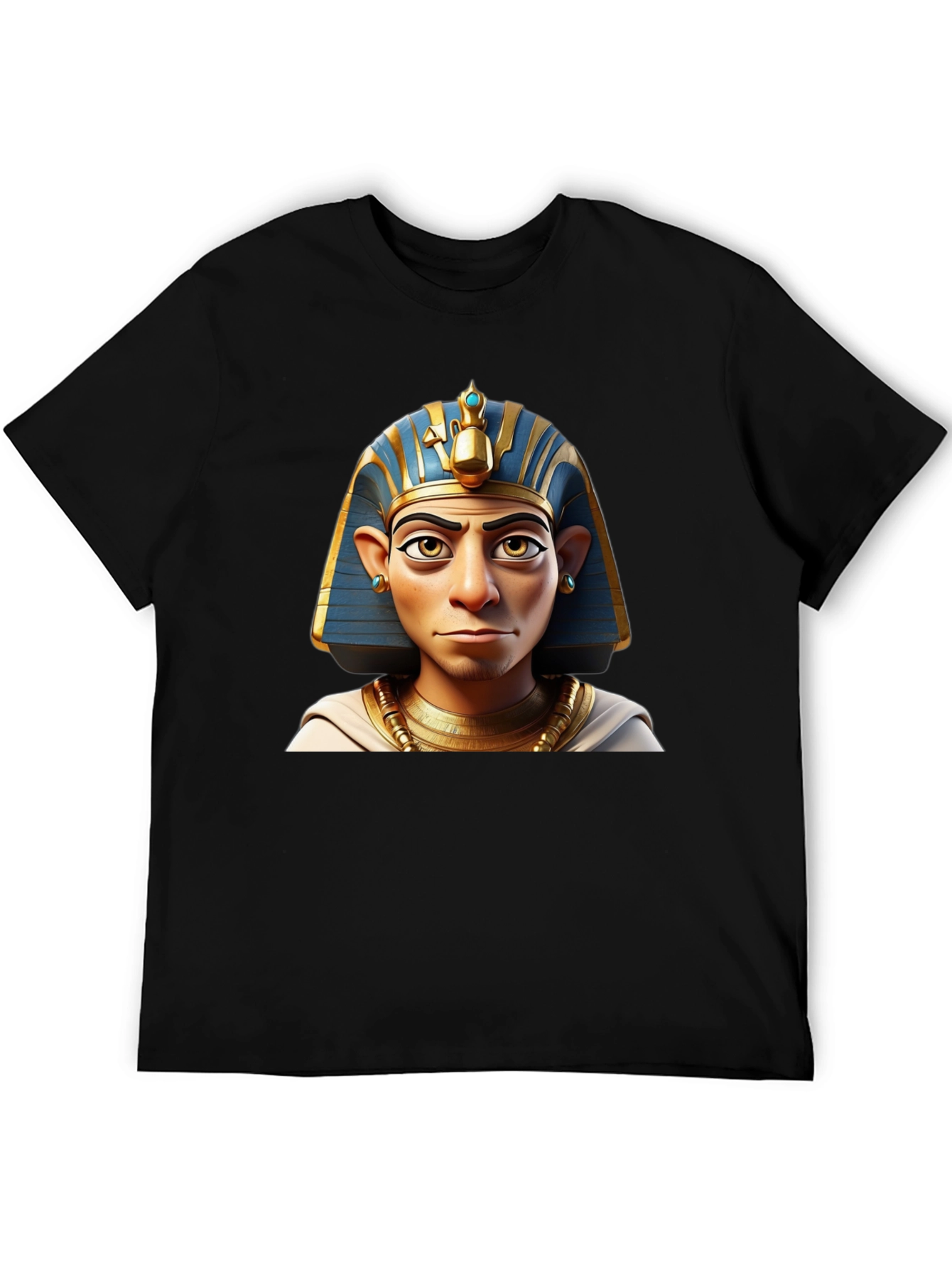 Pharaoh Cartoon Print Black T-Shirt