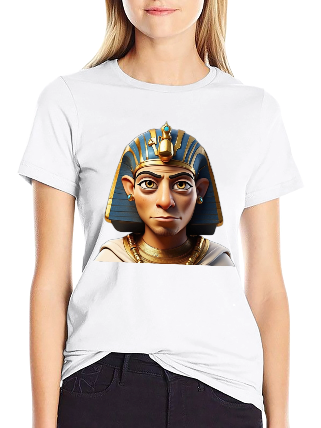 Pharaoh Cartoon Print Black T-Shirt