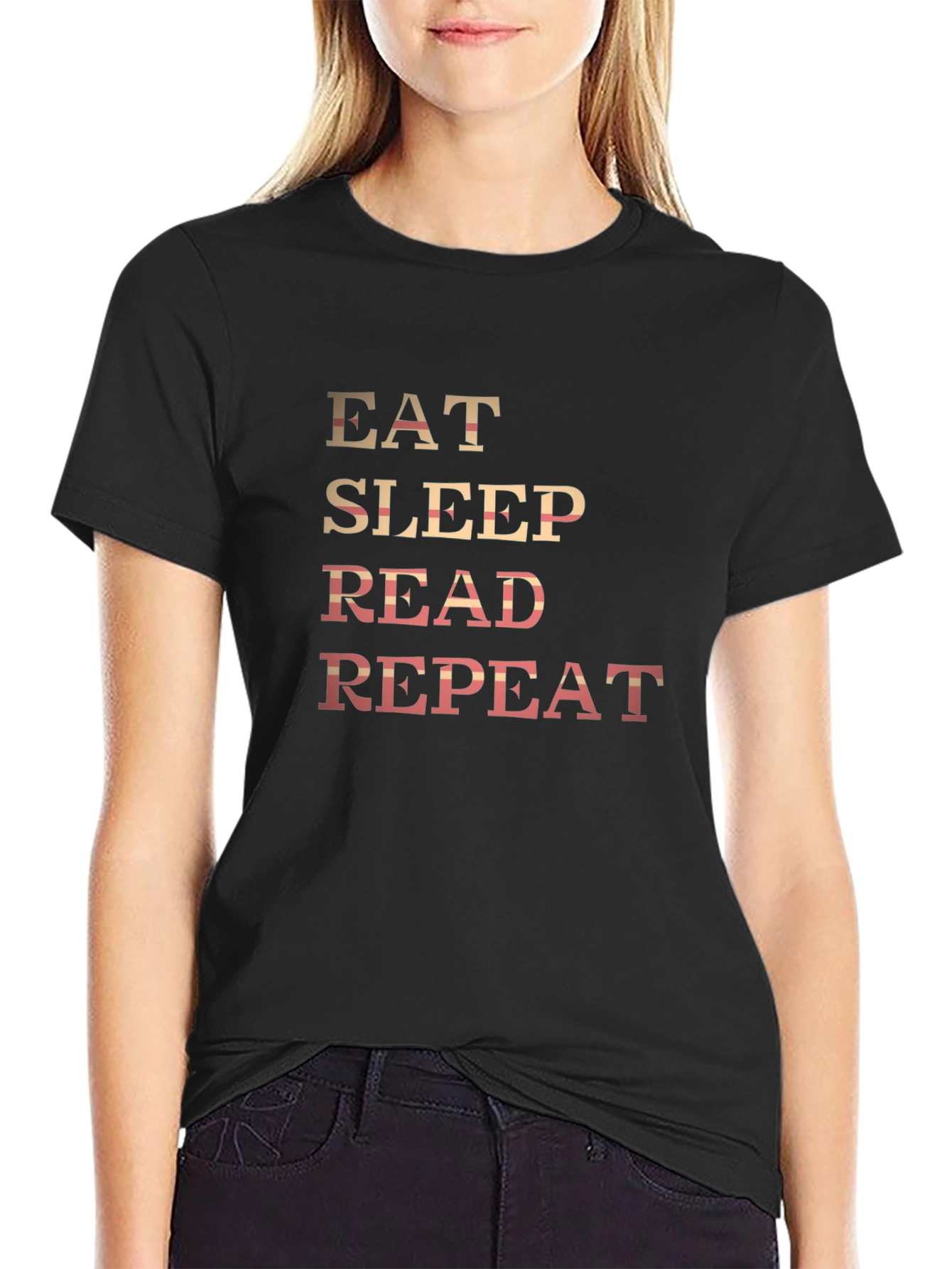 Eat Sleep Read Repeat Graphic Tee - Black