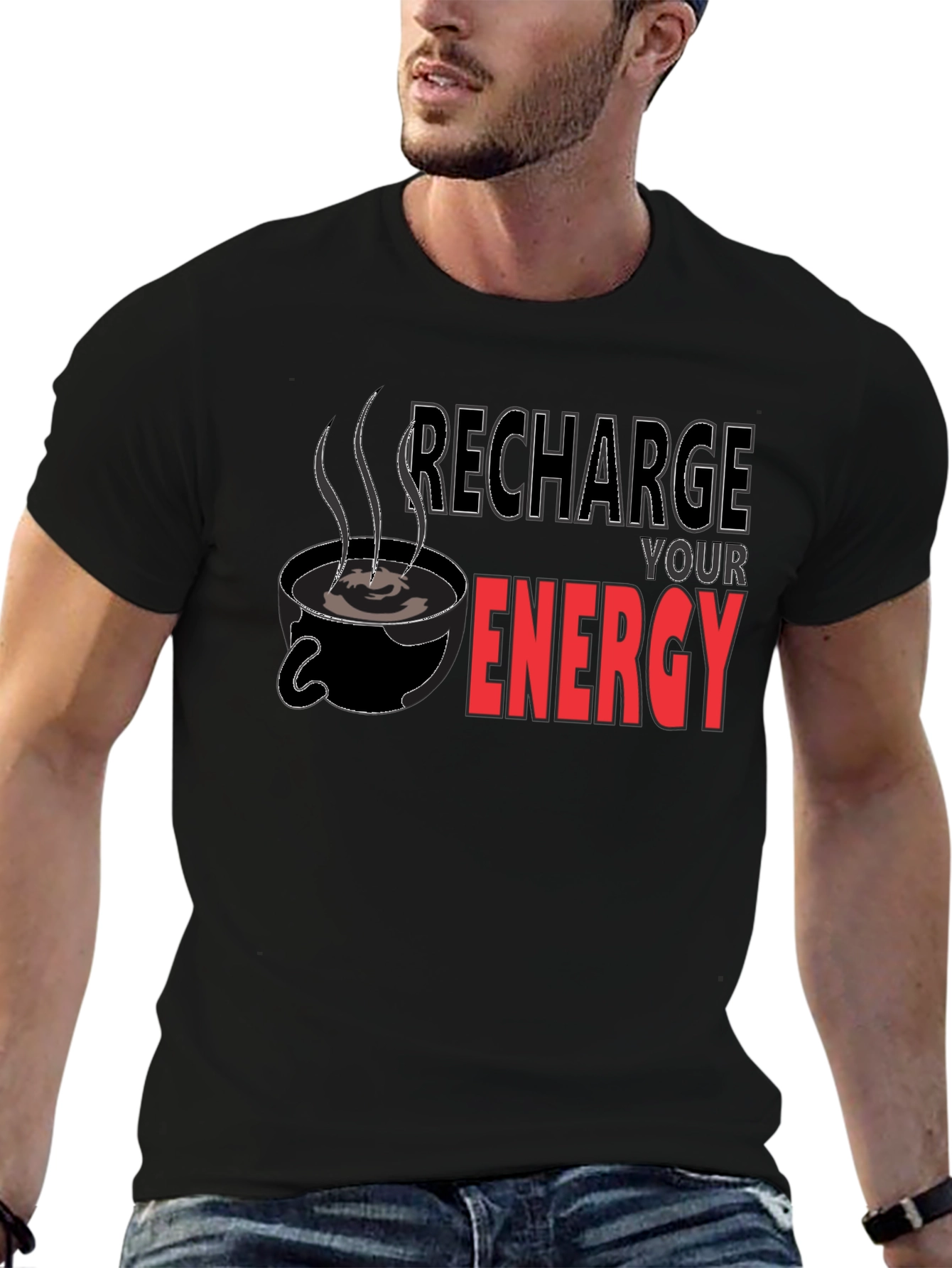 Recharge Your Energy Black T-Shirt
