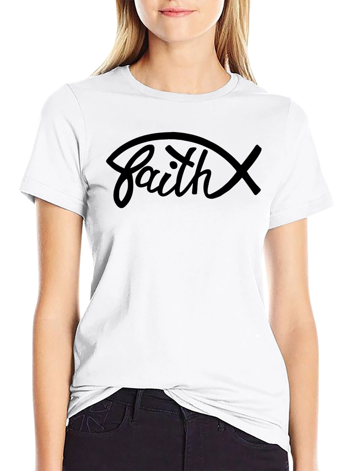 Faith Graphic Tee - Christian Fish Symbol Shirt