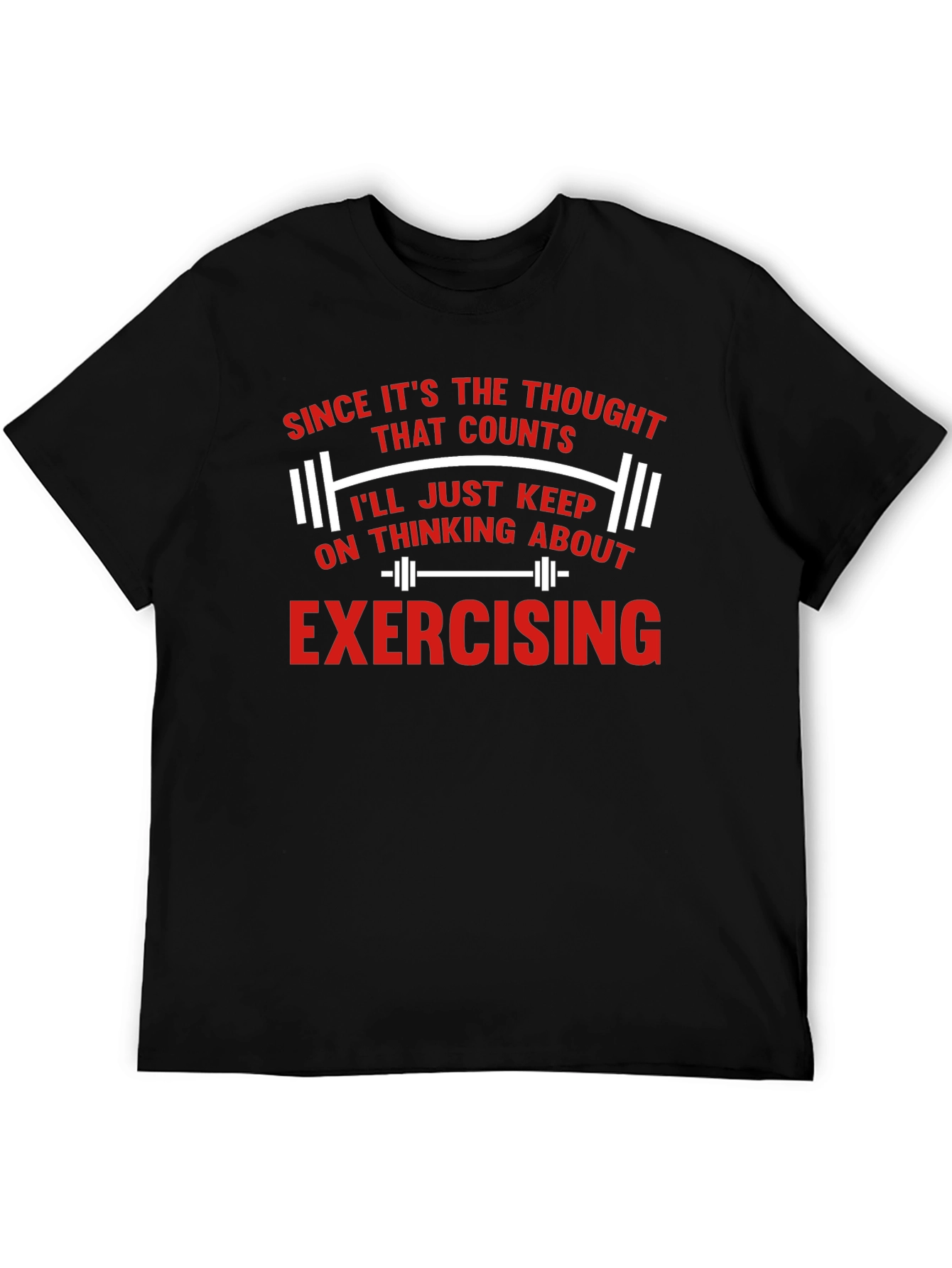 Funny Exercise Thought Counts Mens Black T-Shirt