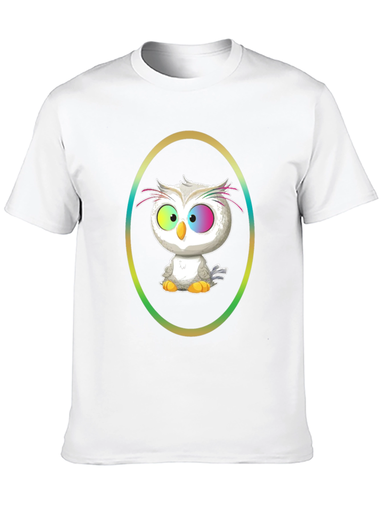 Cartoon Owl Graphic Tee - Black Cotton Shirt