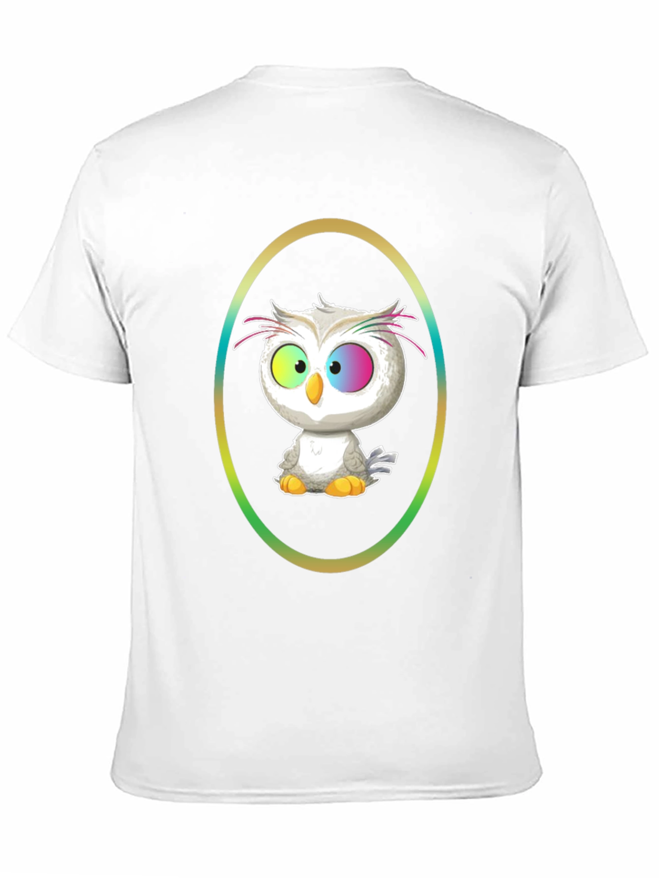 Cartoon Owl Graphic Tee - Black Cotton Shirt