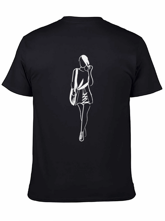 Modern Silhouette Graphic Tee - Black
