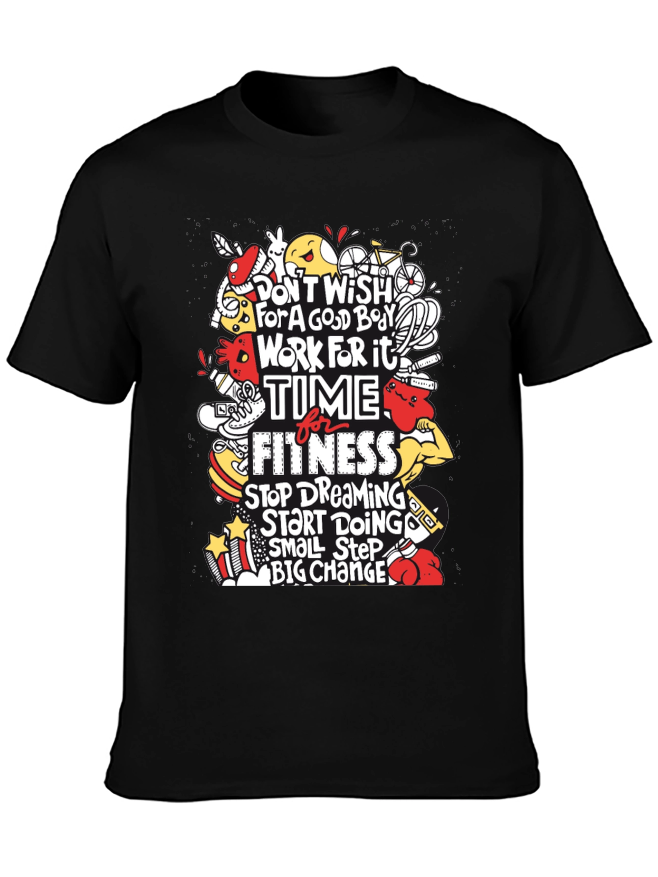 Motivational Fitness Graphic T-Shirt - Black