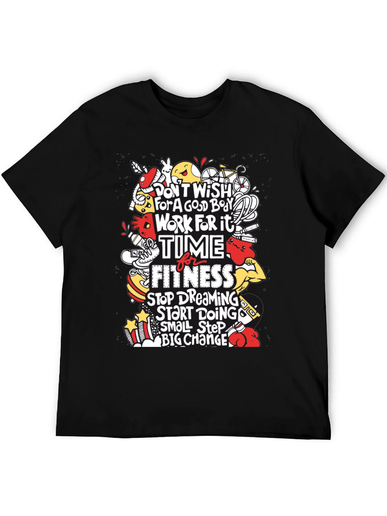 Motivational Fitness Graphic T-Shirt - Black