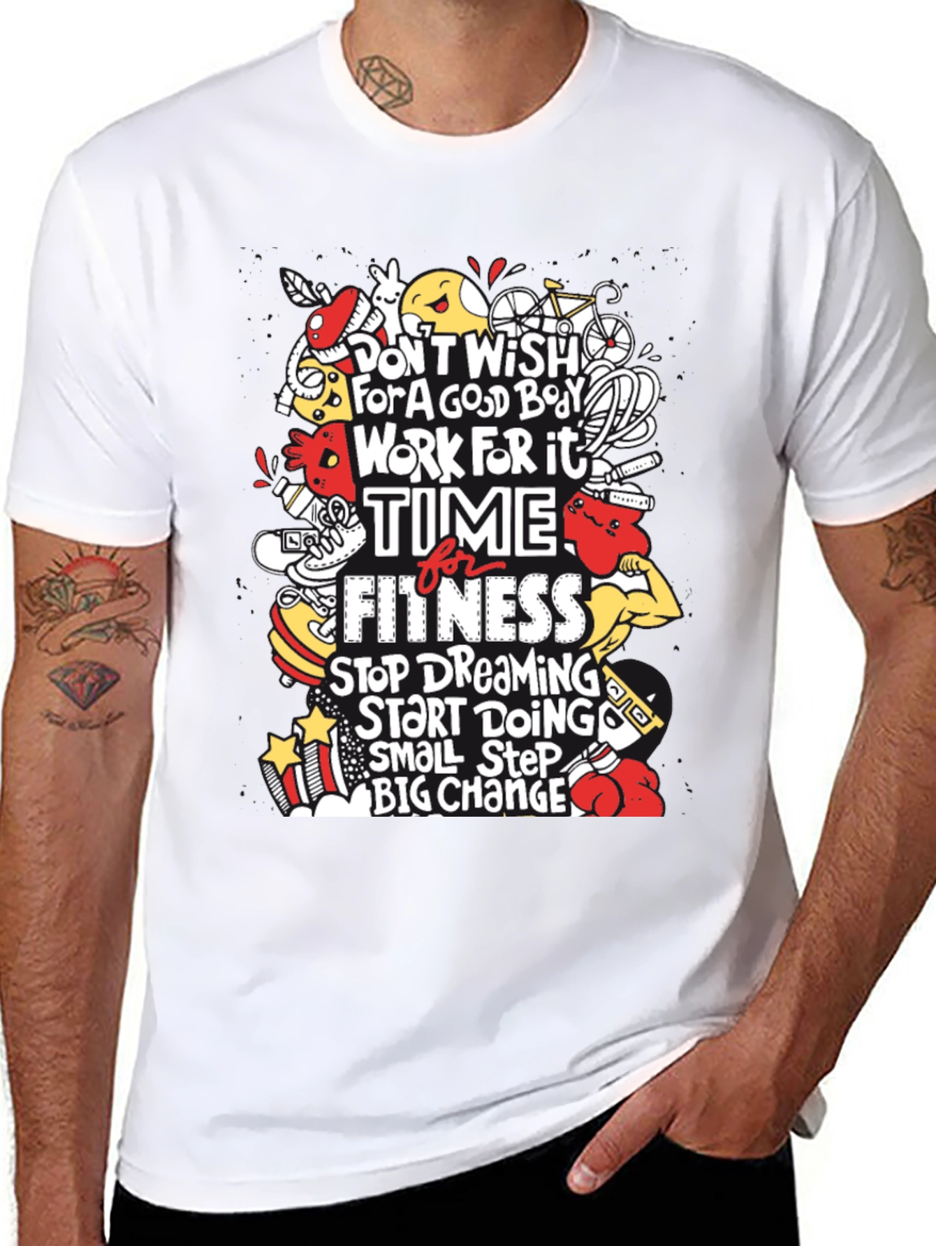 Motivational Fitness Graphic T-Shirt - Black