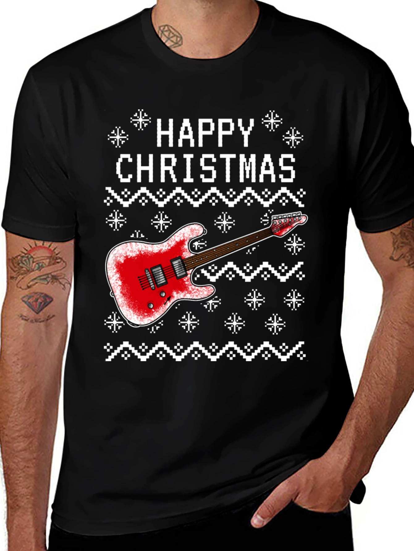 Happy Christmas Guitar Graphic Tee