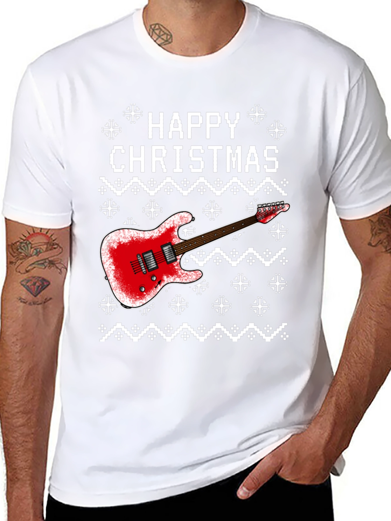 Happy Christmas Guitar Graphic Tee
