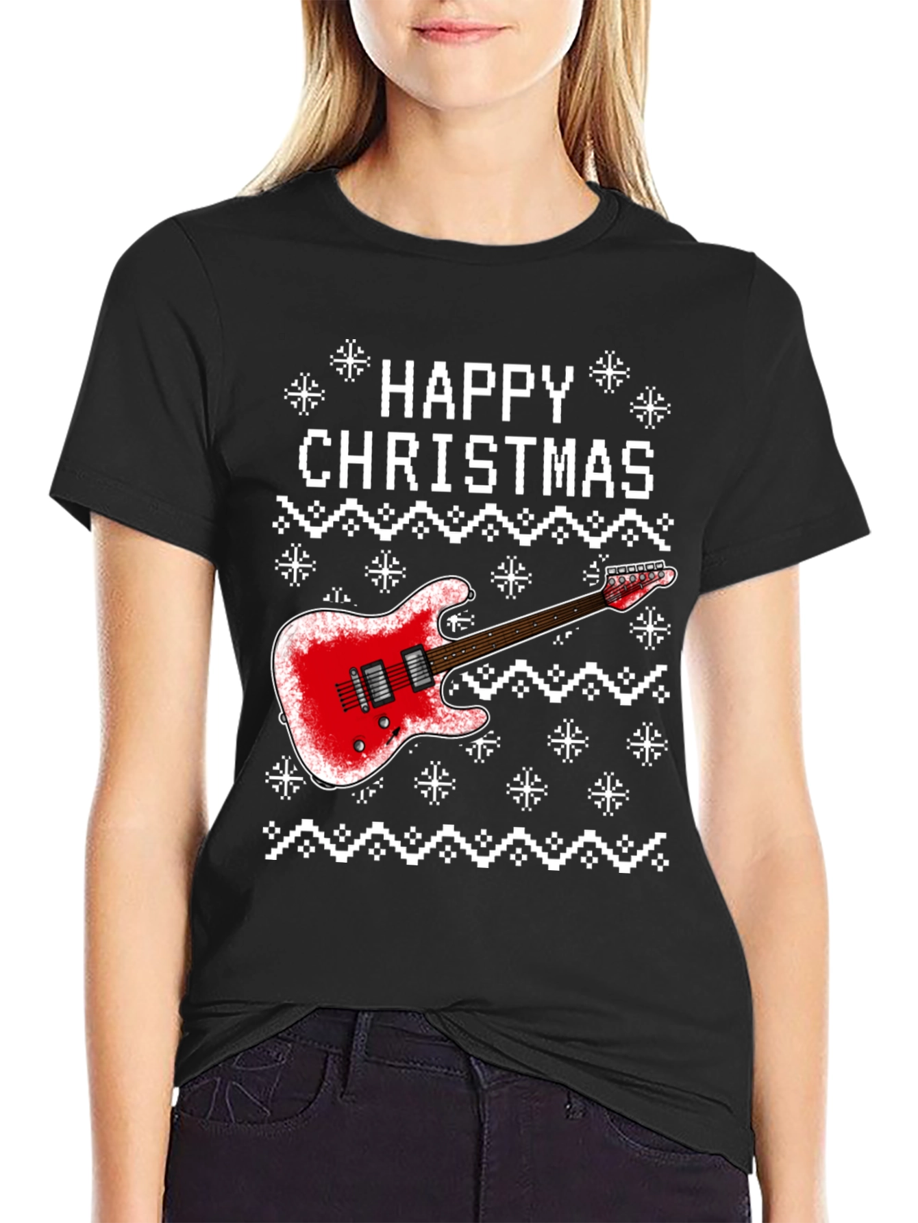 Happy Christmas Guitar Graphic Tee
