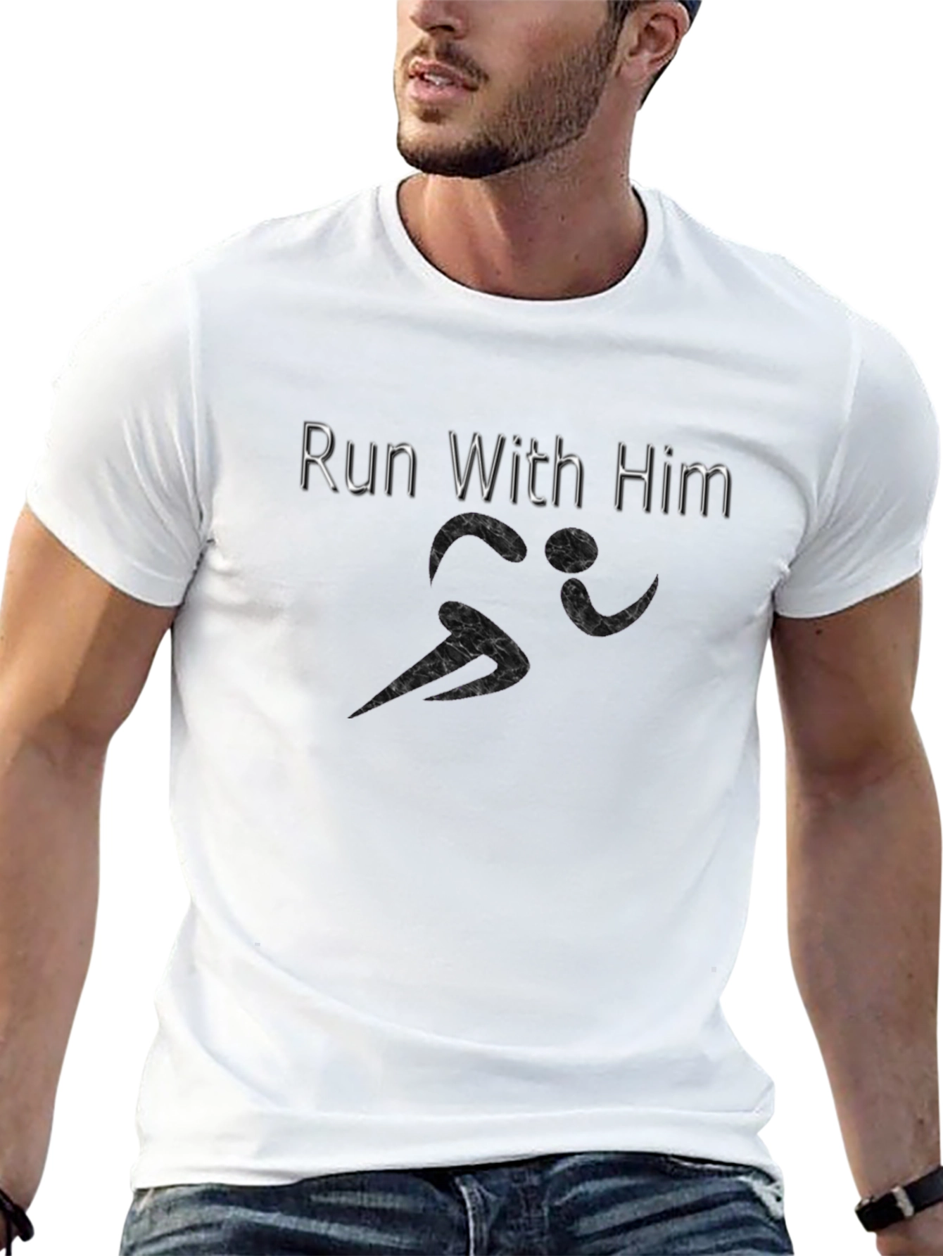 Run With Him Black Graphic Tee