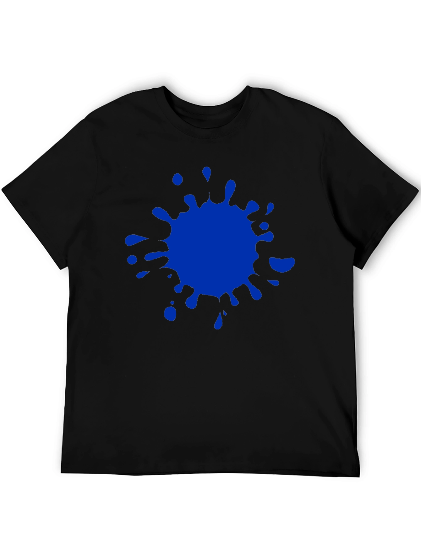Blue Splatter Graphic Tee - Mens Casual Crew Neck