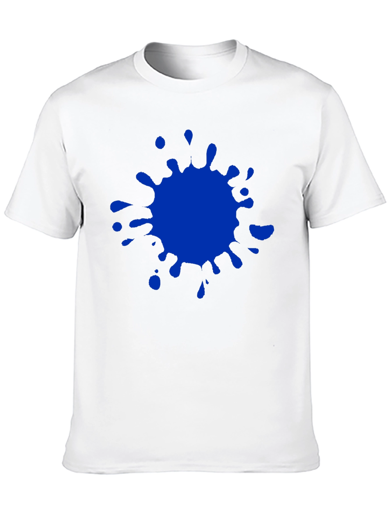 Blue Splatter Graphic Tee - Mens Casual Crew Neck
