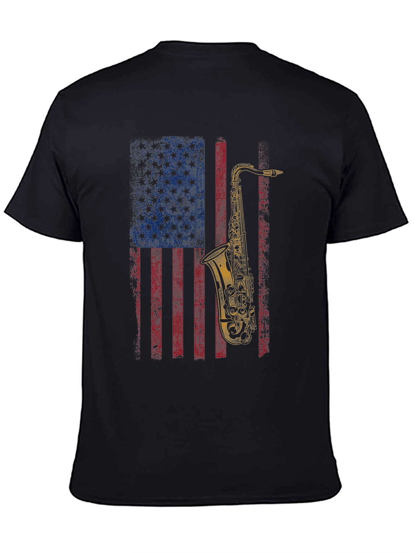 Saxophone American Flag Graphic T-Shirt