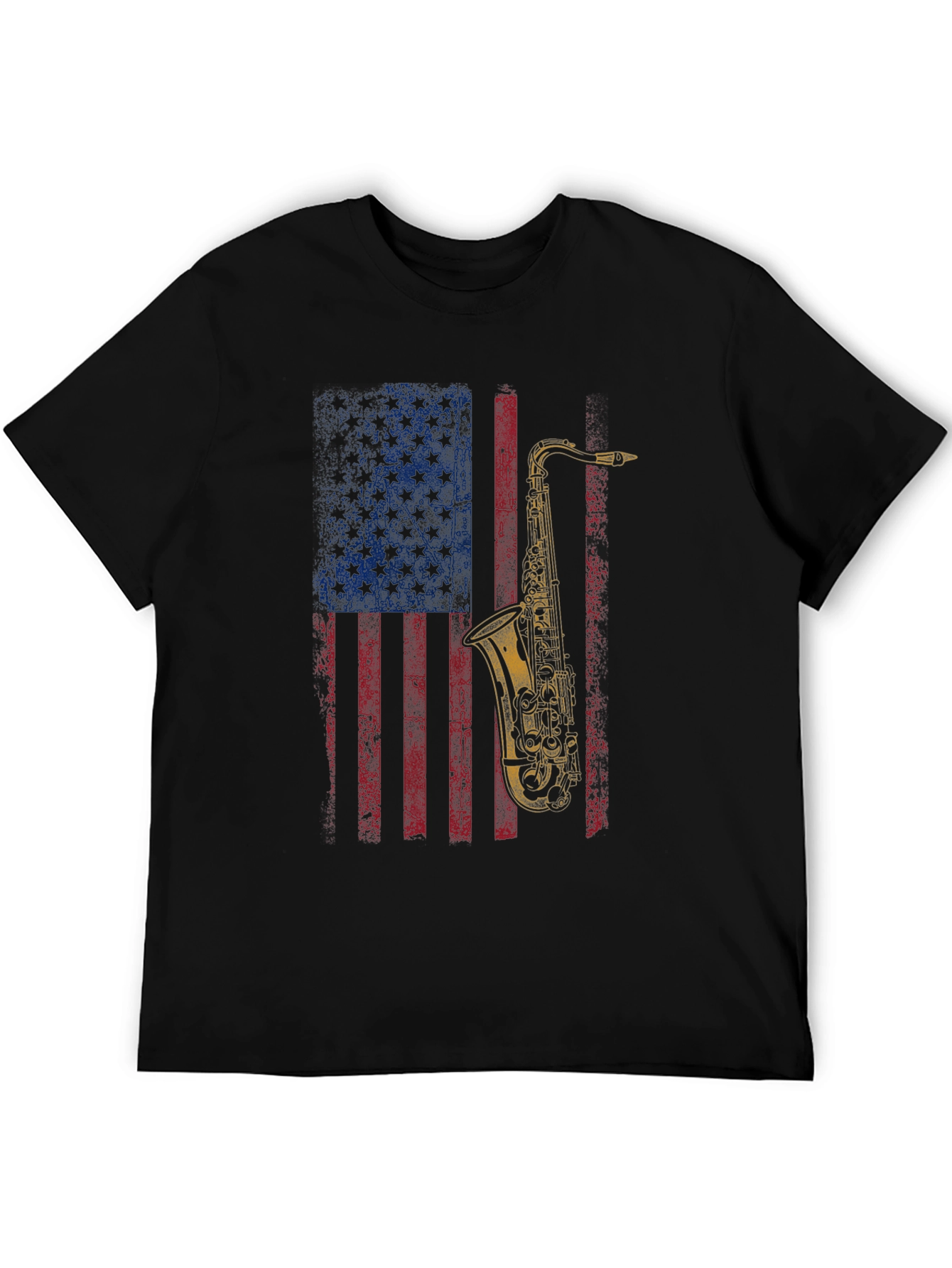 Saxophone American Flag Graphic T-Shirt