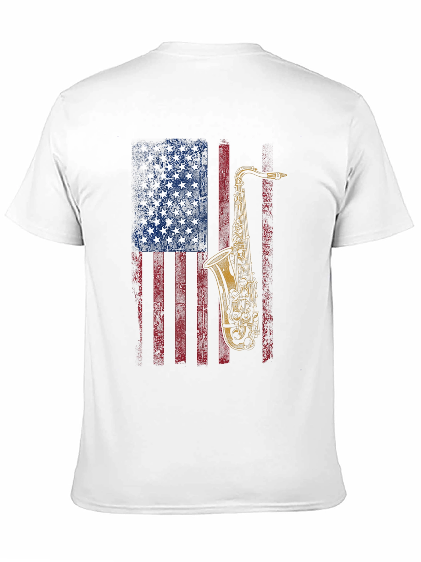 Saxophone American Flag Graphic T-Shirt