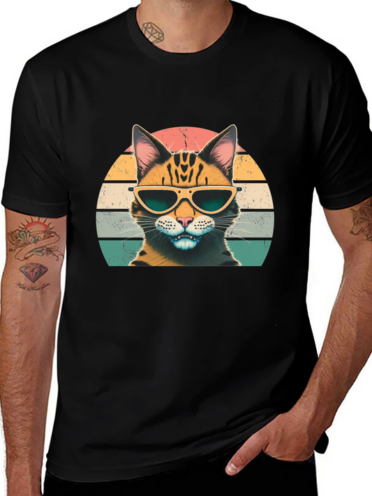 Cool Cat Graphic Tee - Retro Style