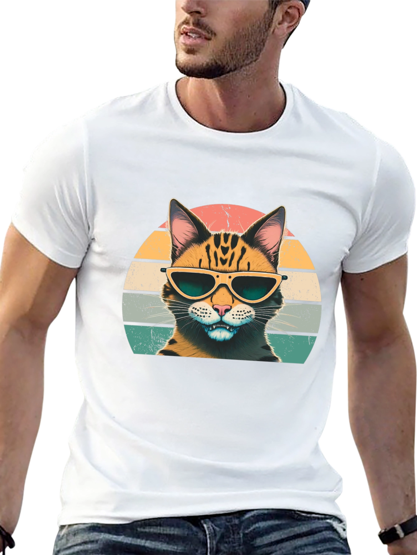 Cool Cat Graphic Tee - Retro Style