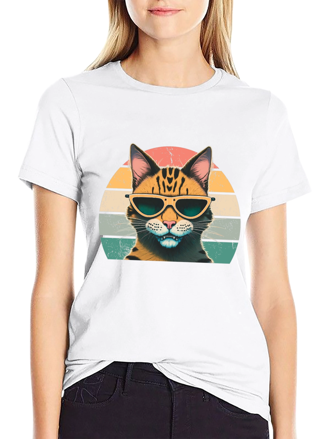Cool Cat Graphic Tee - Retro Style