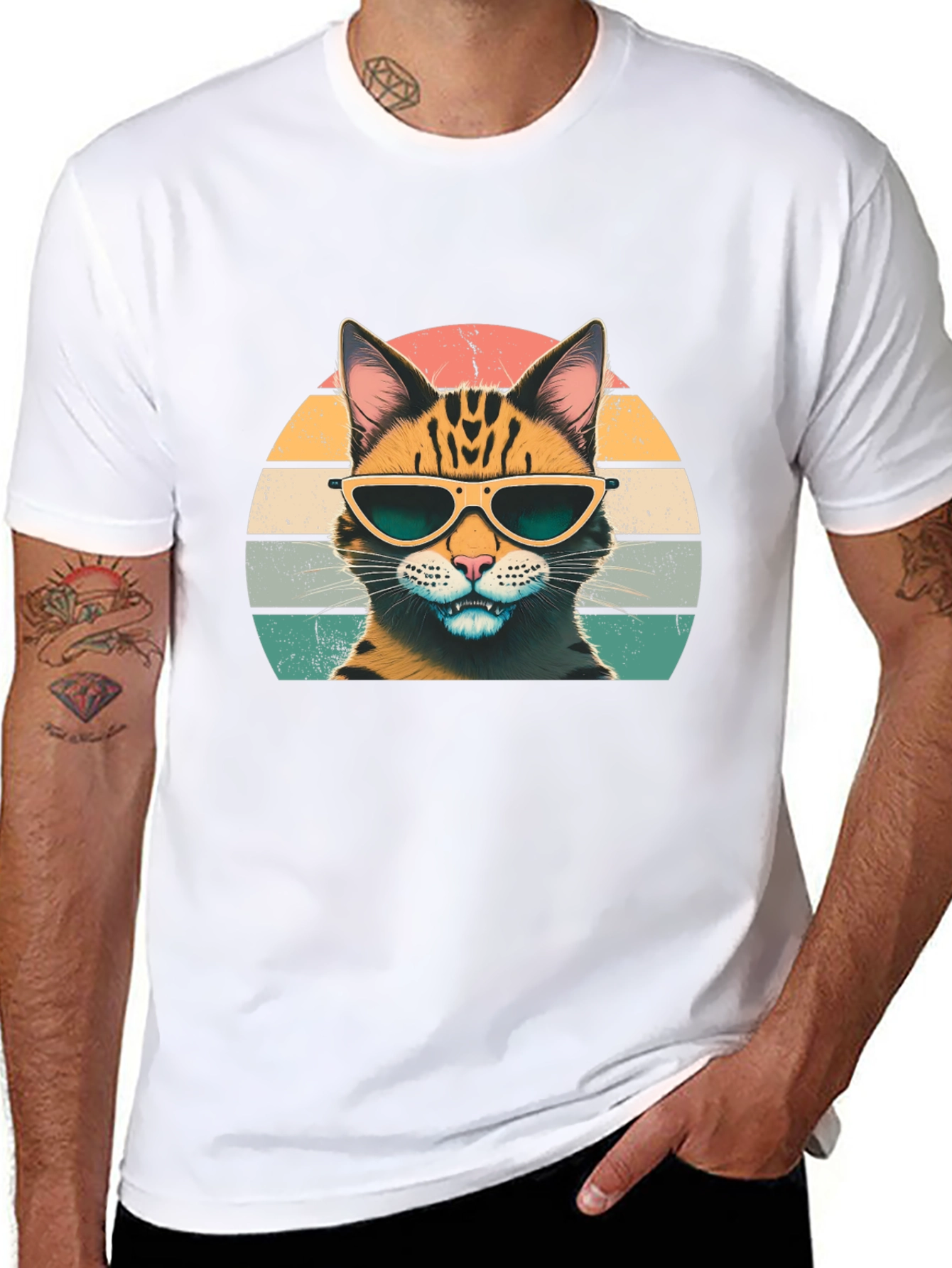 Cool Cat Graphic Tee - Retro Style