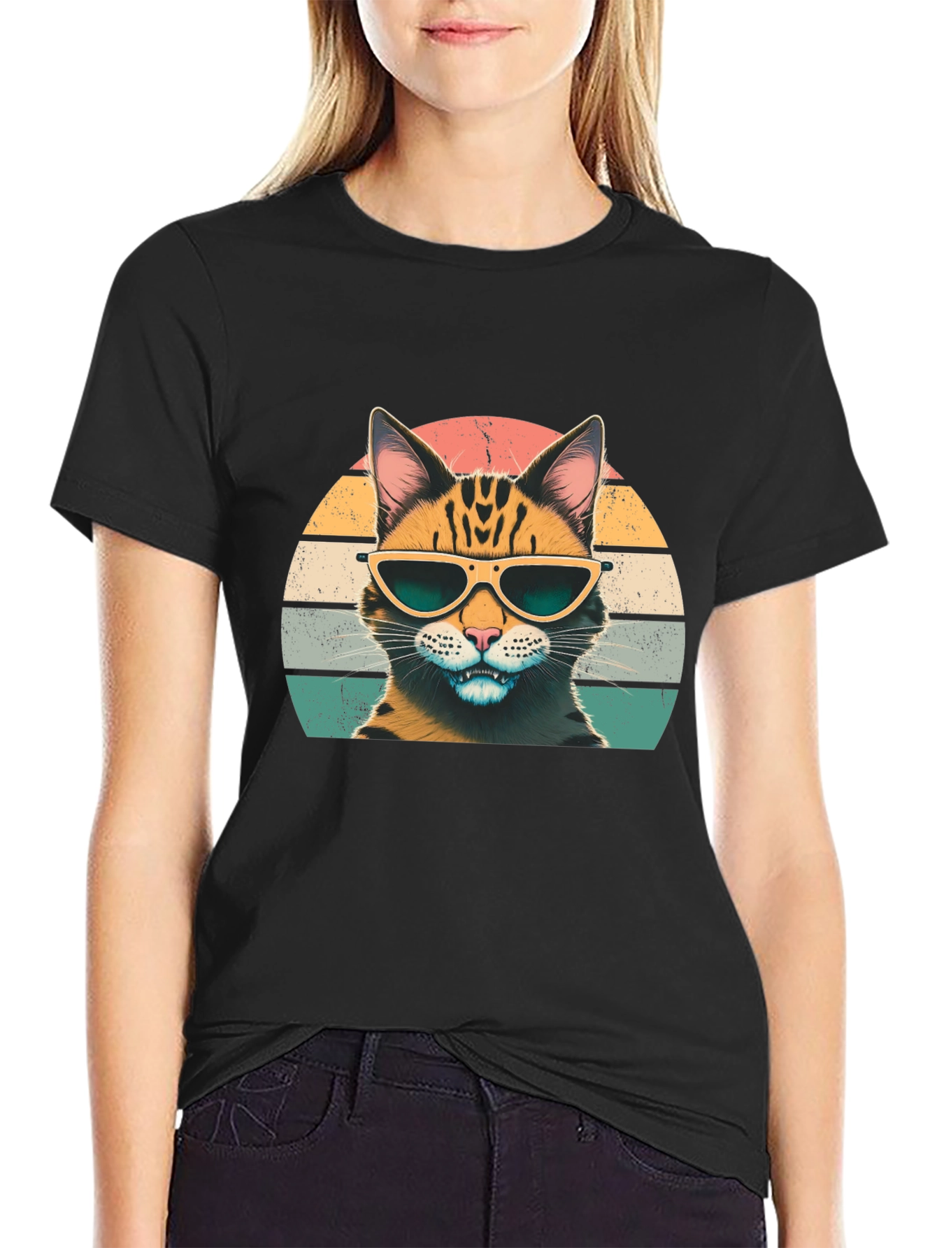 Cool Cat Graphic Tee - Retro Style