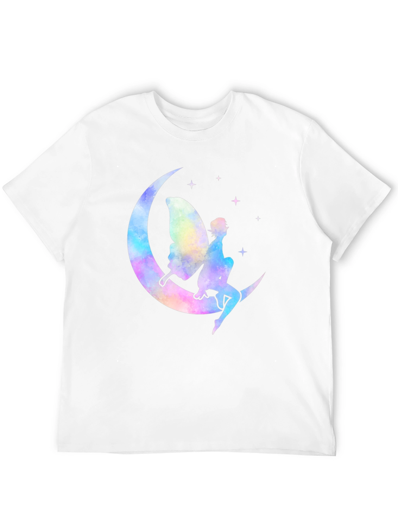 Whimsical Fairy Moon Graphic T-Shirt - Black