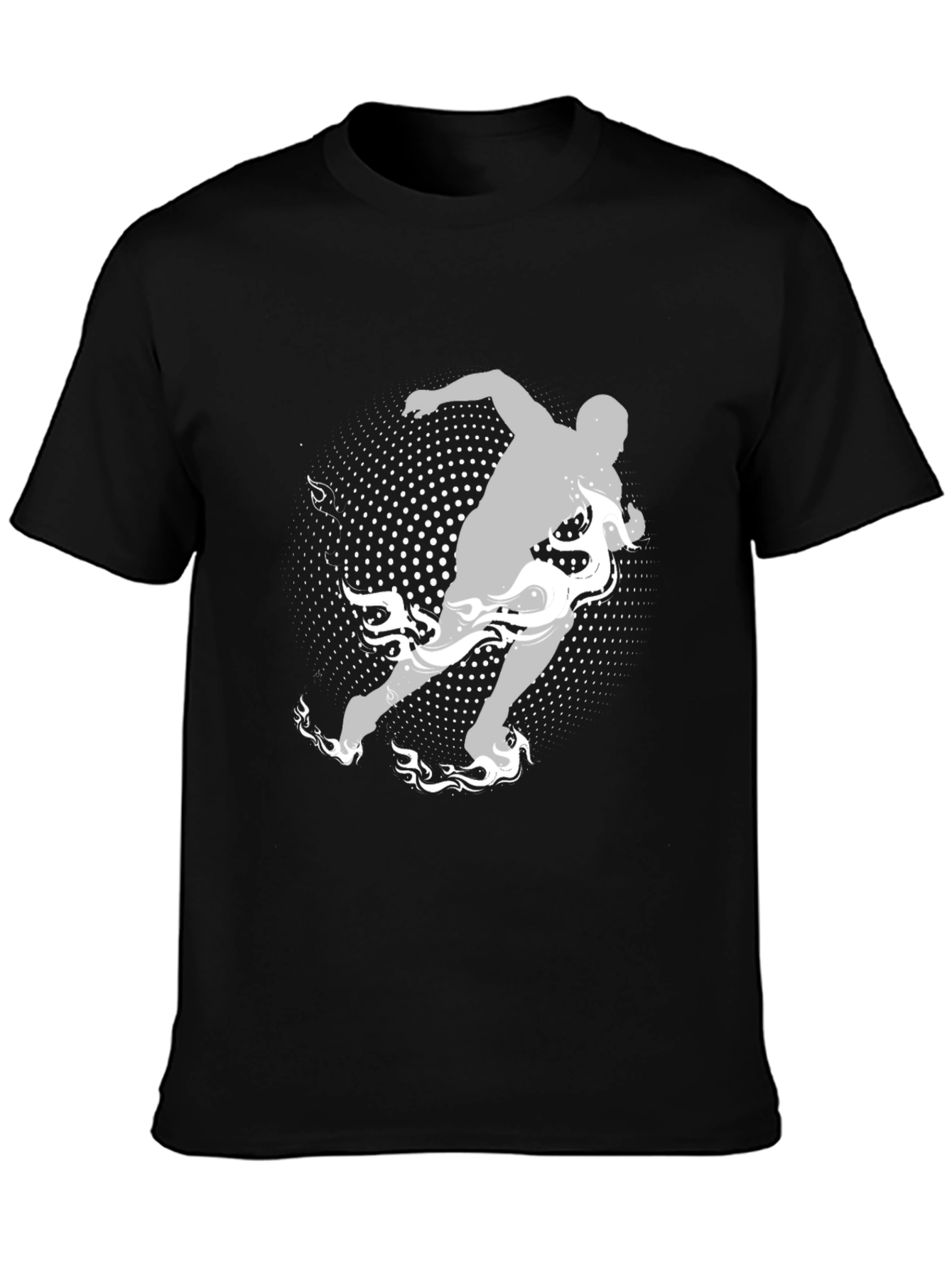 Mens Graphic Tee: Runner with Flame Design