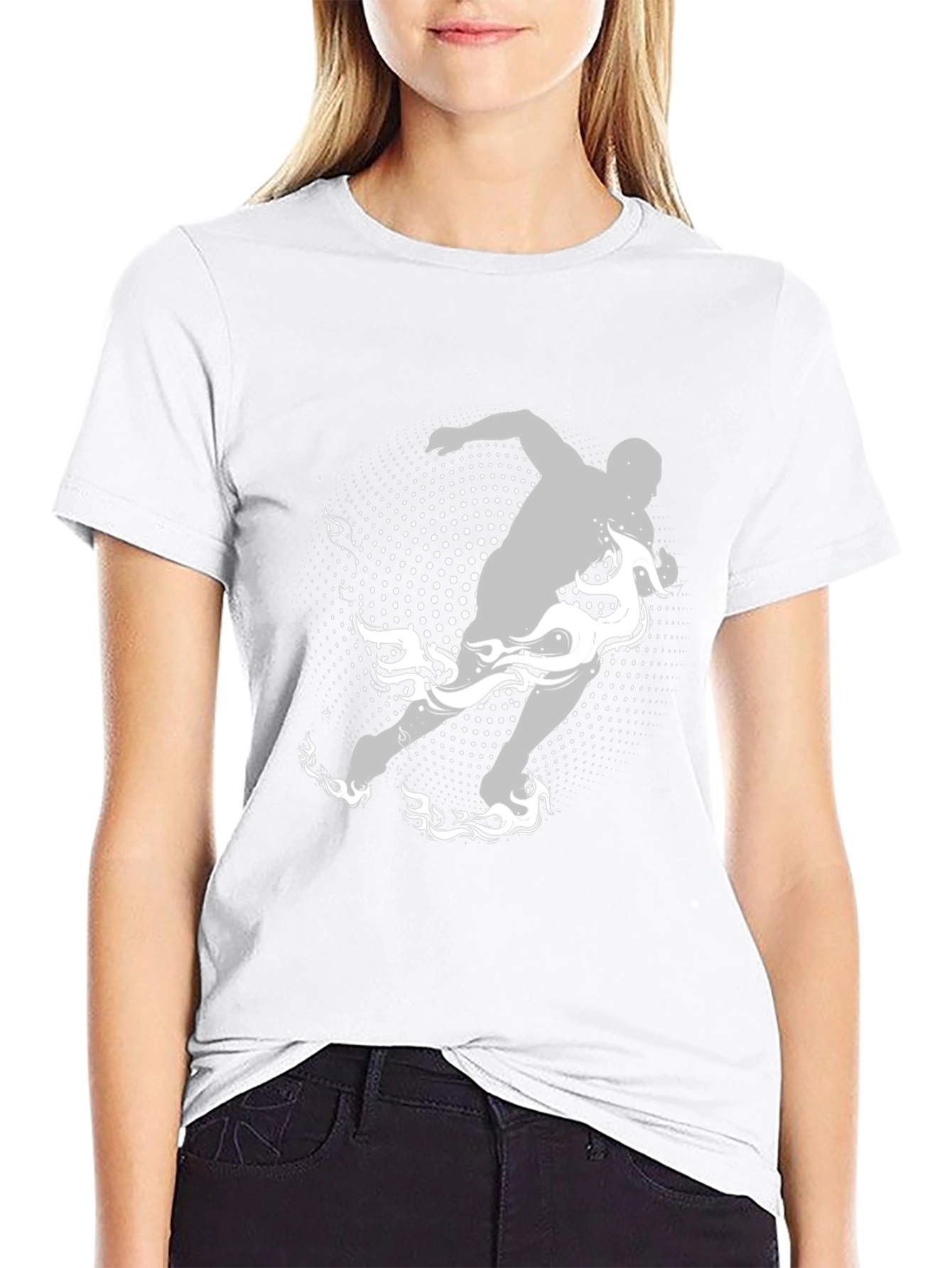 Mens Graphic Tee: Runner with Flame Design