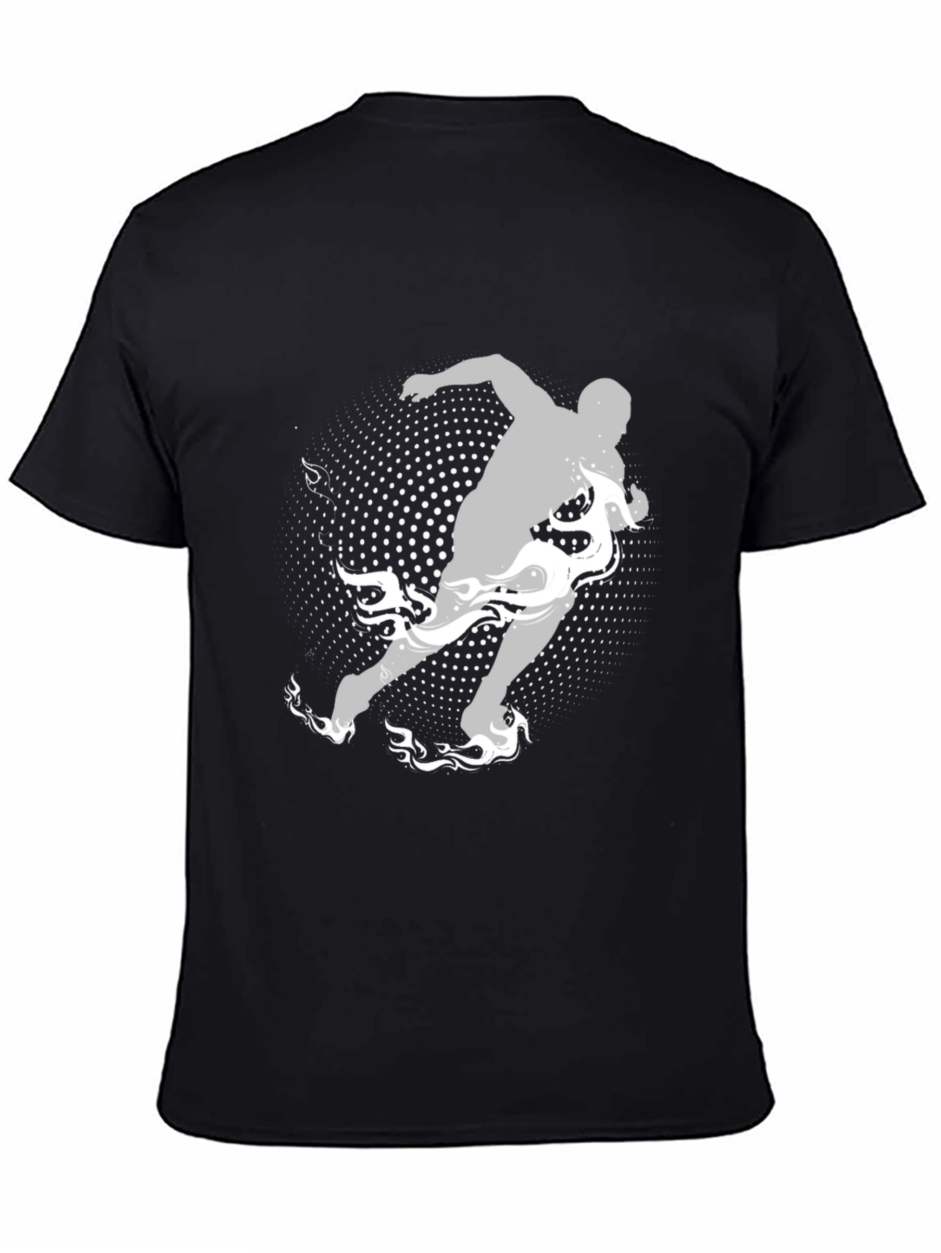 Mens Graphic Tee: Runner with Flame Design