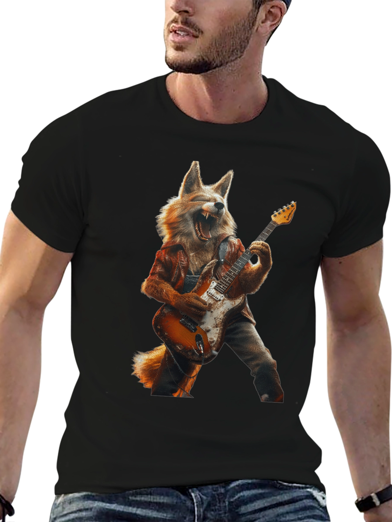 Fox Guitarist Graphic Tee - Rock On!