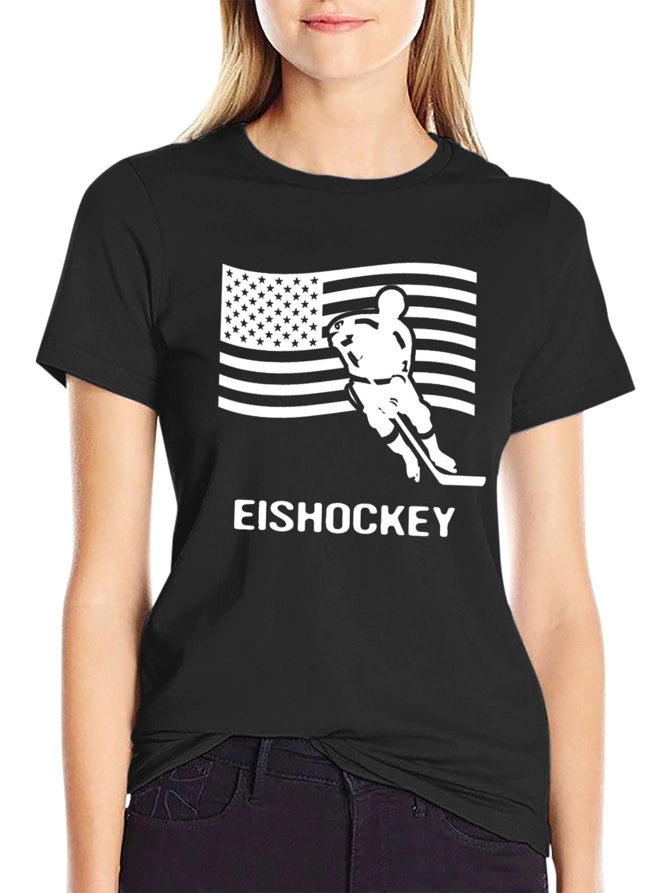 Ice Hockey USA Flag T-Shirt