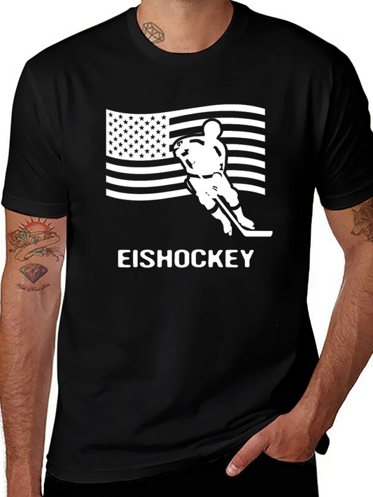 Ice Hockey USA Flag T-Shirt