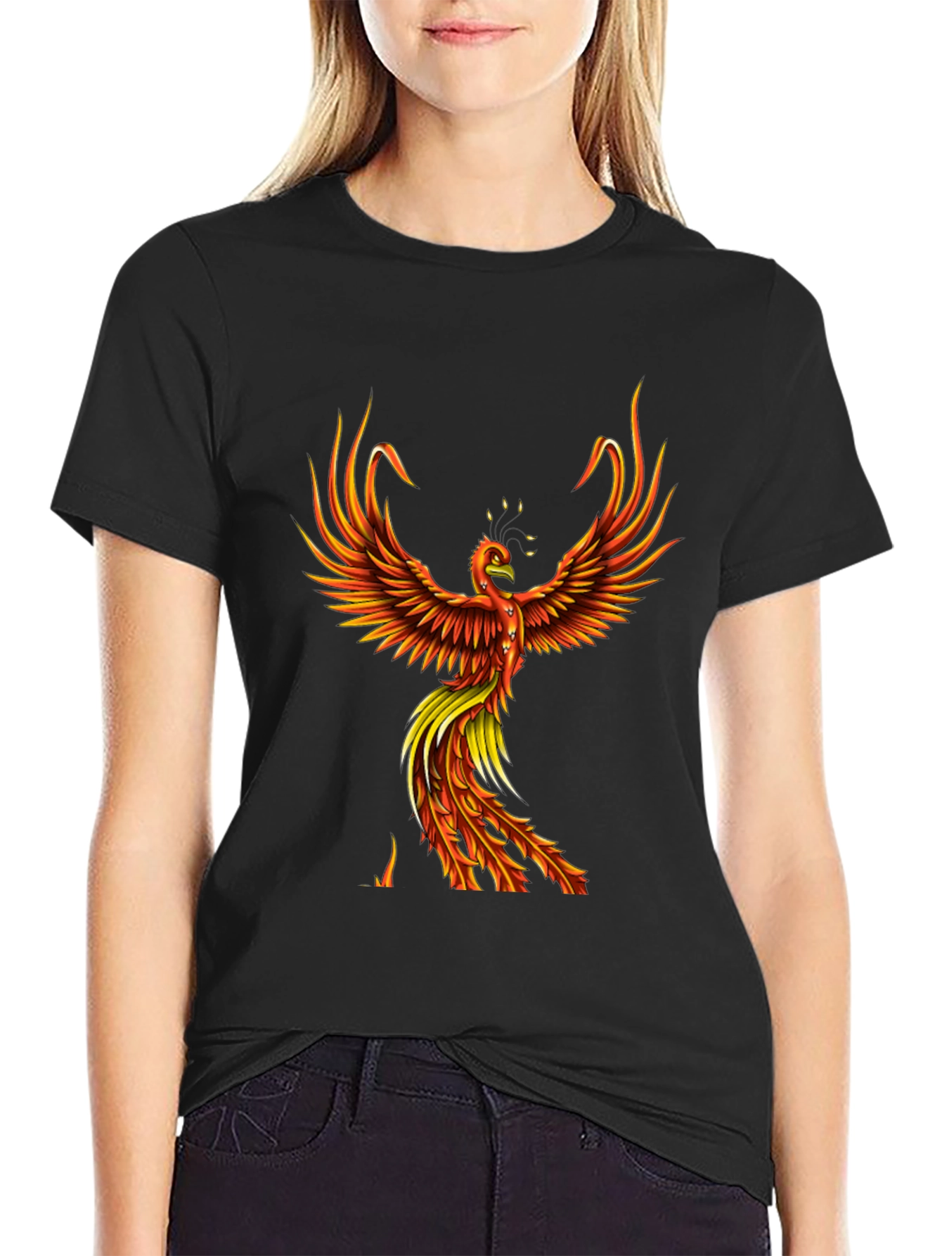Phoenix Graphic T-Shirt - Fiery Bird Design