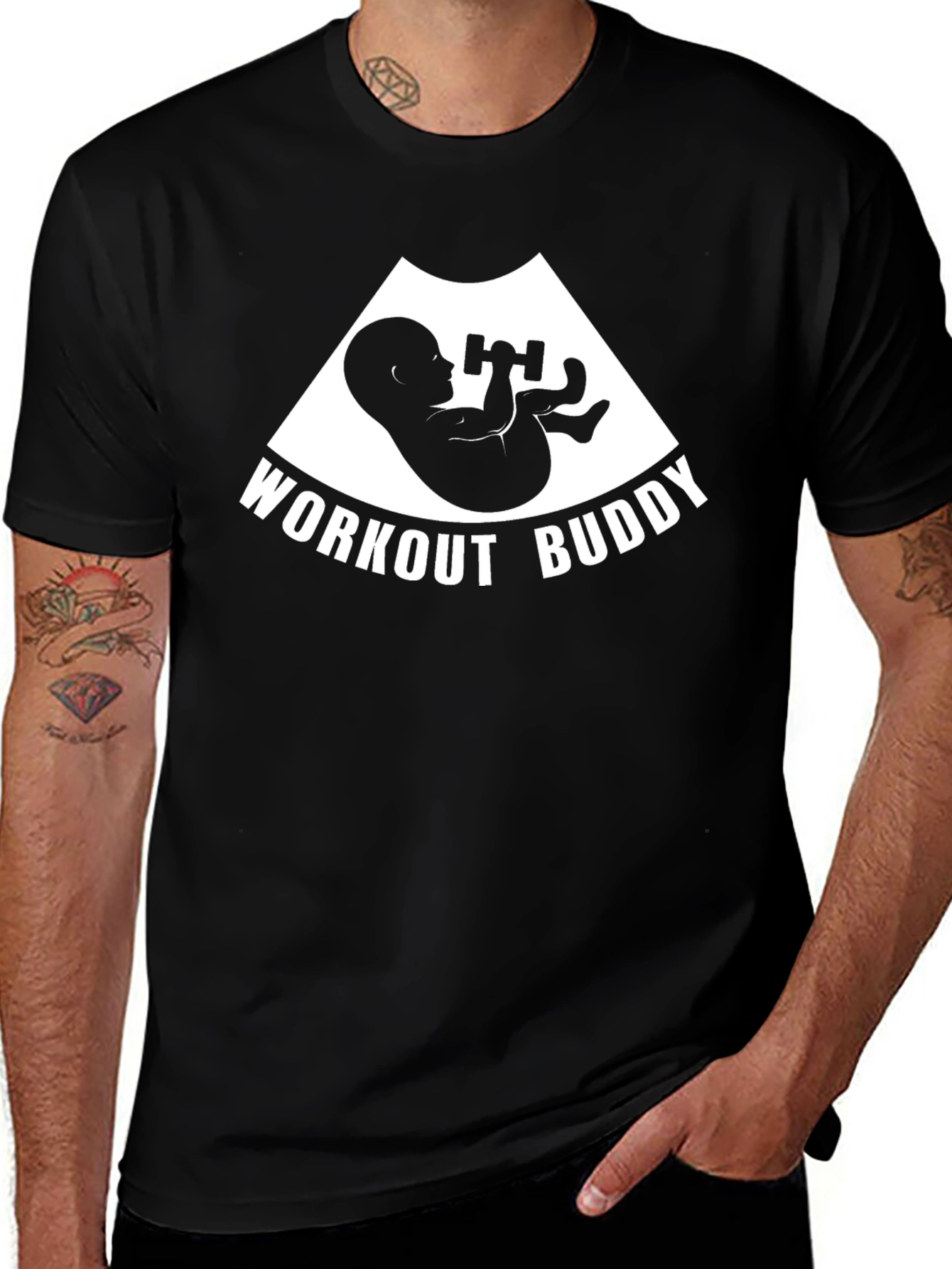 Workout Buddy Pregnancy T-Shirt Funny Expecting Mom Gift