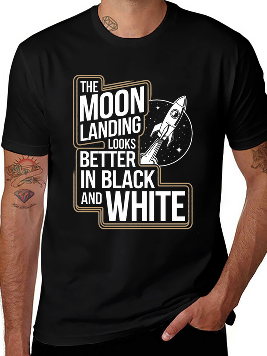 The Moon Landing T-Shirt - Black & White Humor