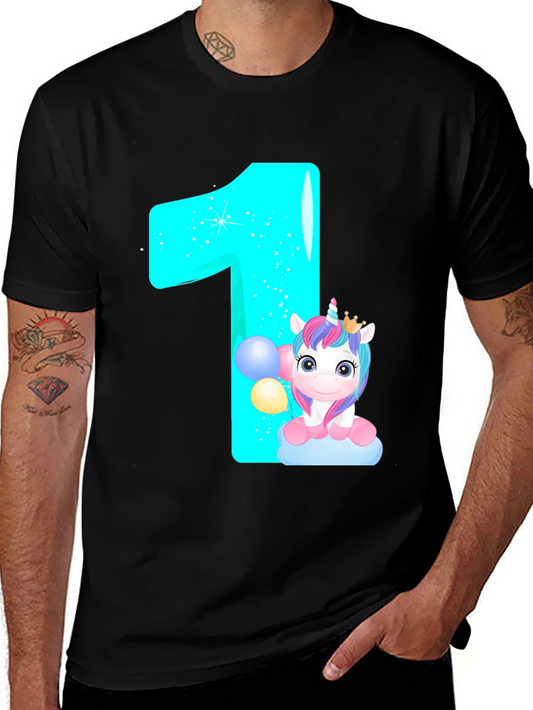 Unicorn 1st Birthday Black T-Shirt