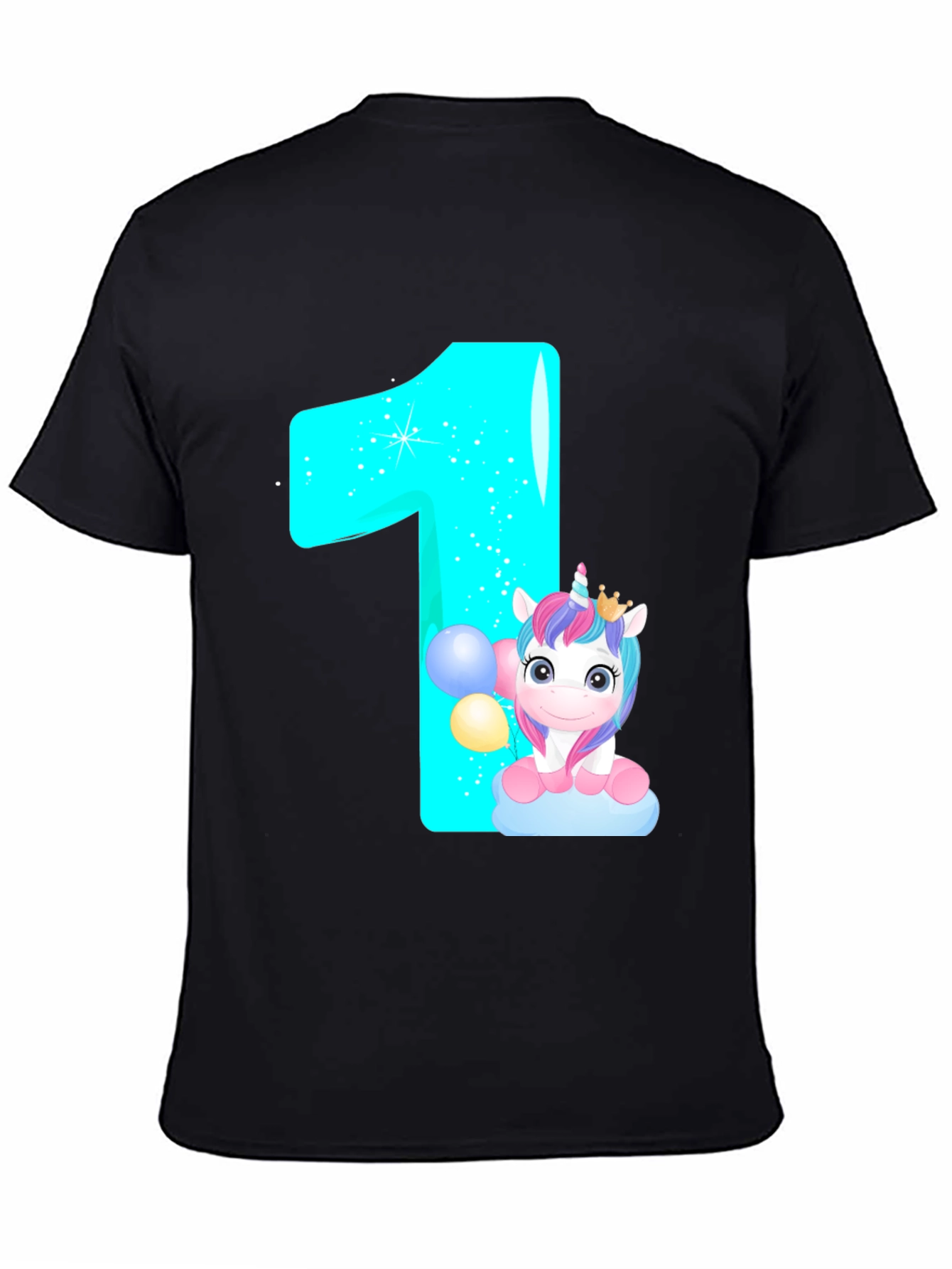 Unicorn 1st Birthday Black T-Shirt
