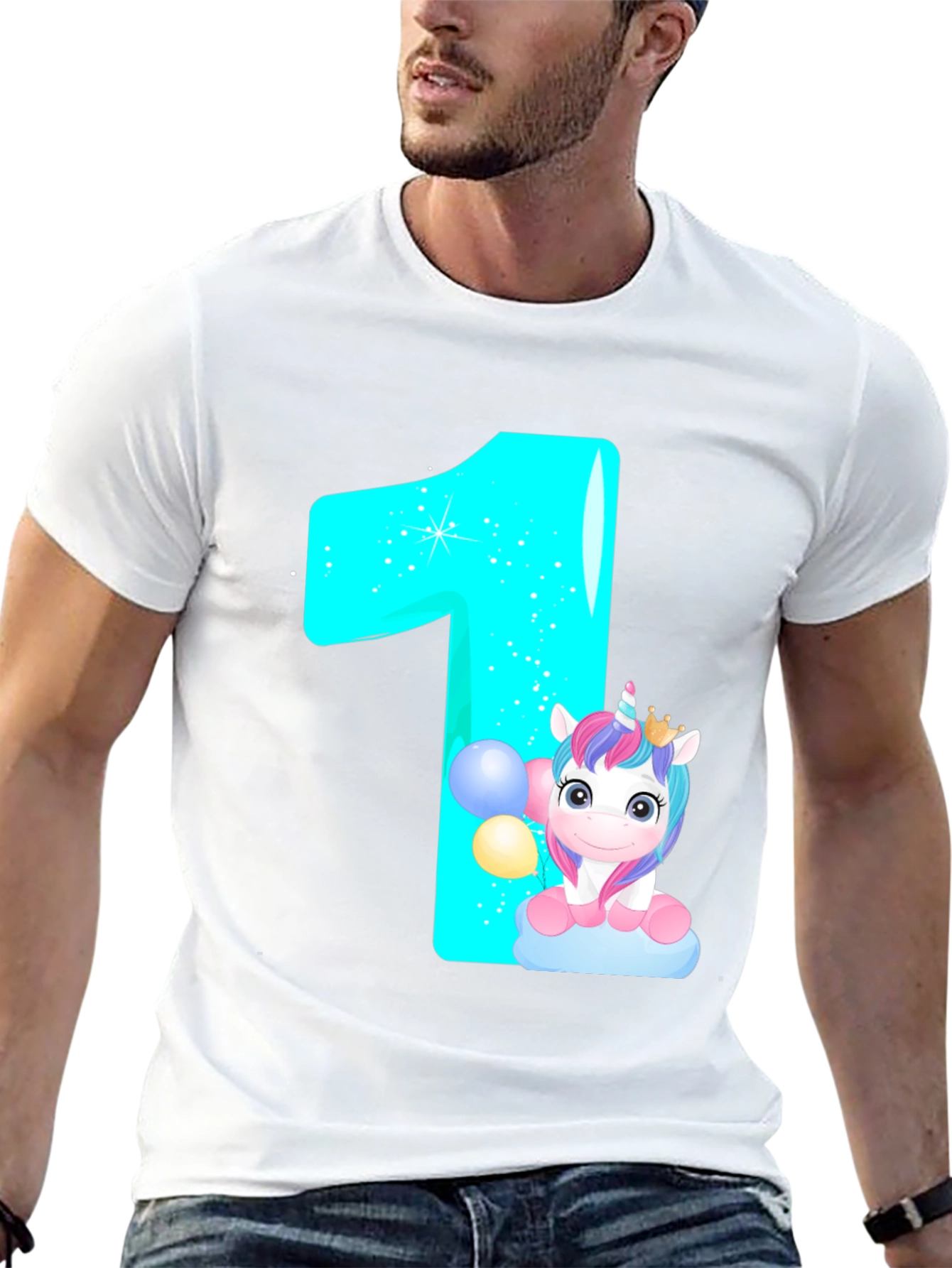 Unicorn 1st Birthday Black T-Shirt