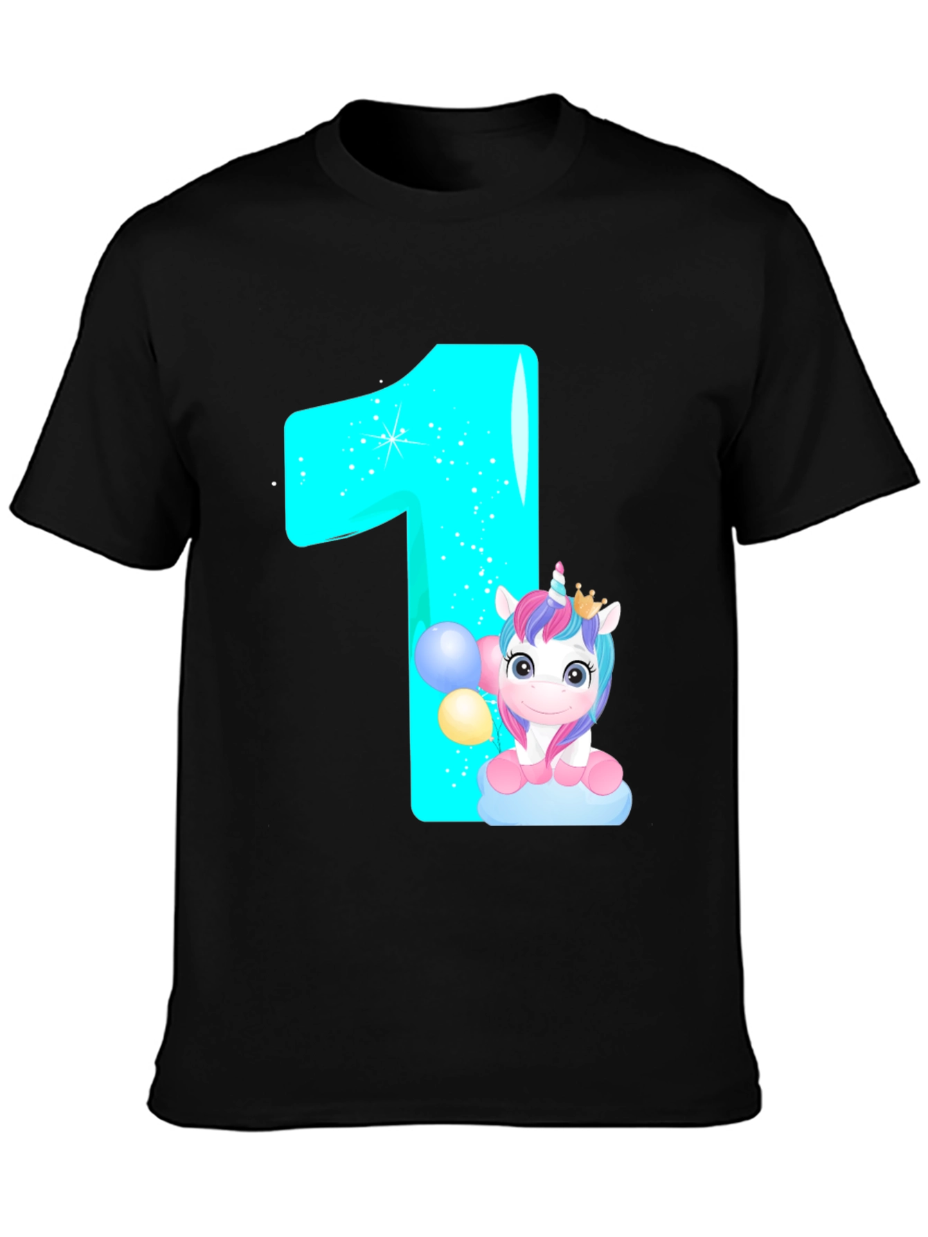Unicorn 1st Birthday Black T-Shirt