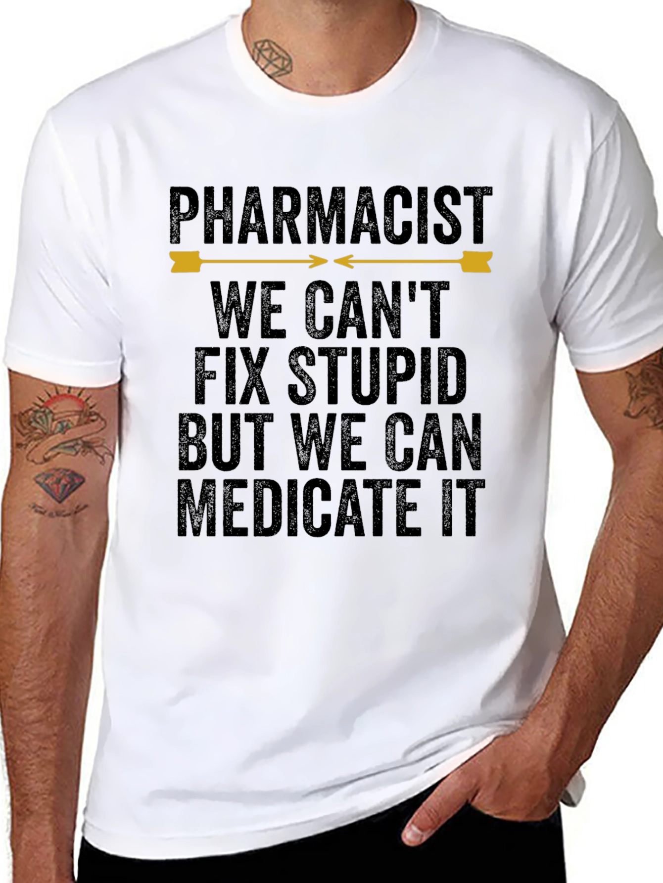 Pharmacist Humor T-Shirt - We Cant Fix Stupid