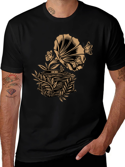 Vintage Gramophone T-Shirt - Black